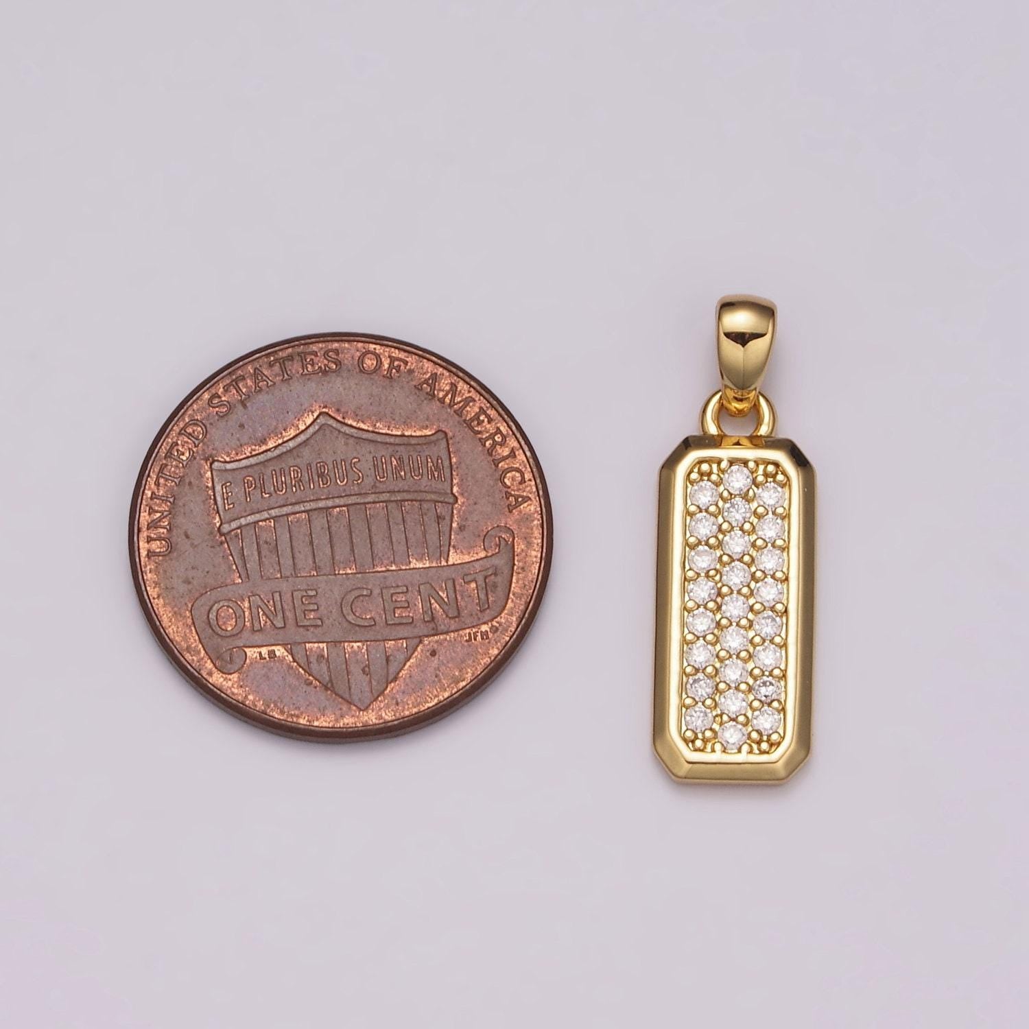 Dainty cz bar pendant 24k gold filled bar pendant, silver bar micro pave dangle pendants
