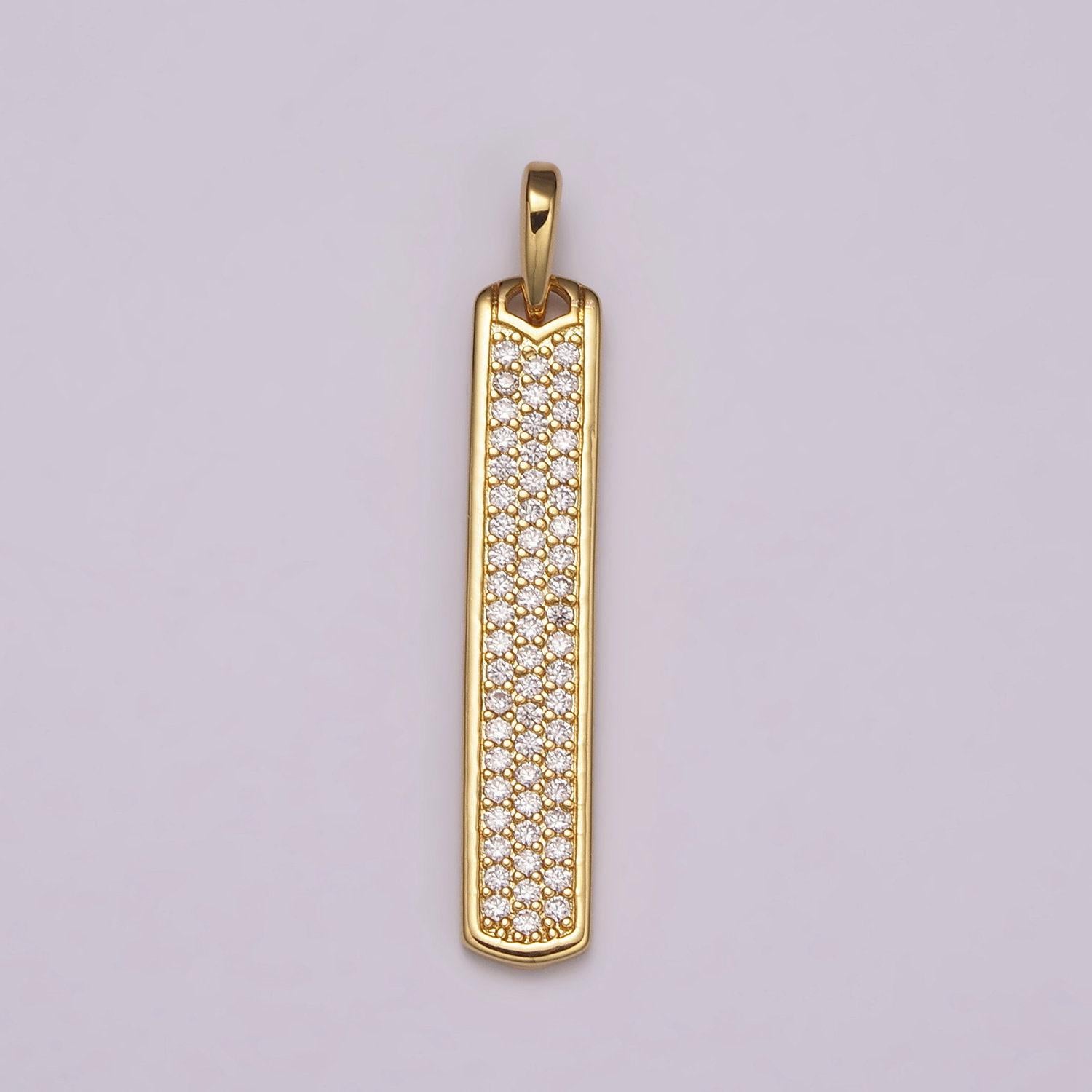 Long cz bar pendant 24k gold filled bar pendant, silver bar pendants