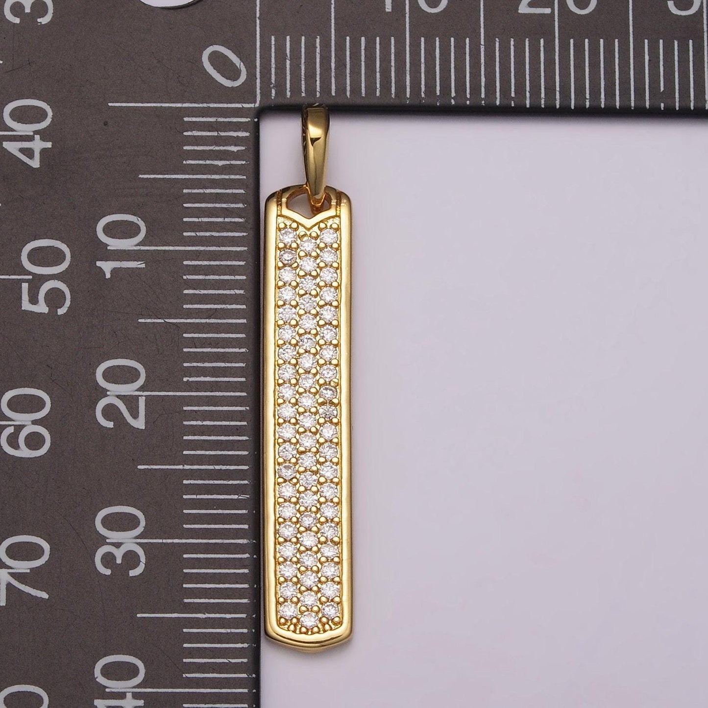 Long cz bar pendant 24k gold filled bar pendant, silver bar pendants