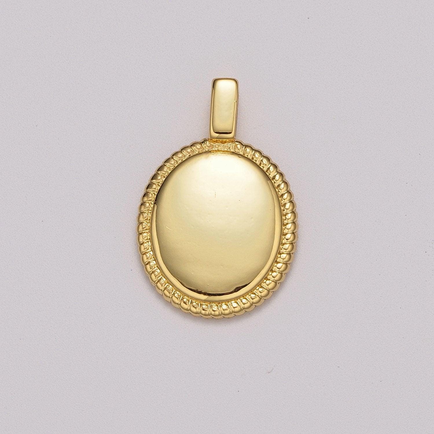 24k gold filled classic oval pendant charm for necklace minimalist jewelry