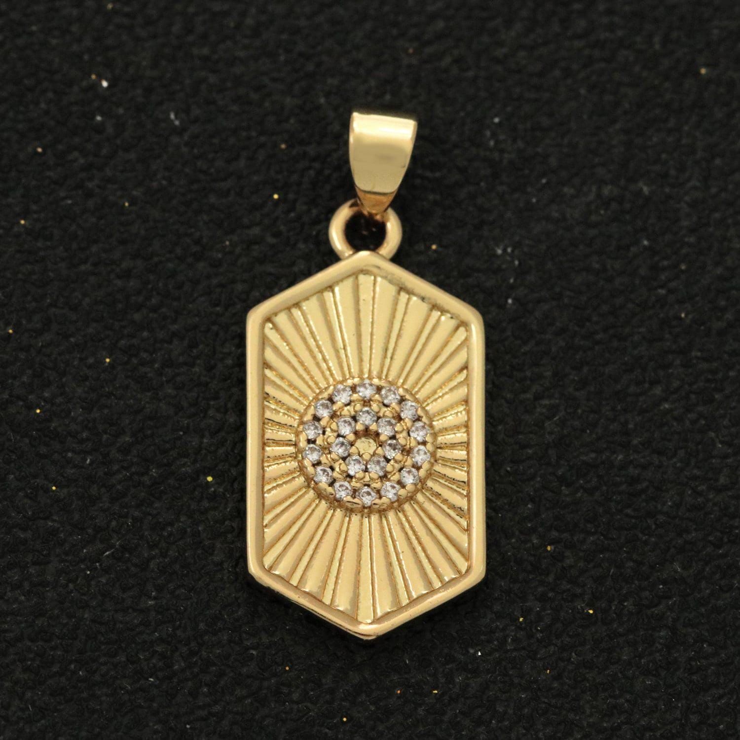 1pc sun reflect gold pendant charm, ray of light pendant charm, sunburst pendant necklace wristlet jewelry, n-1413