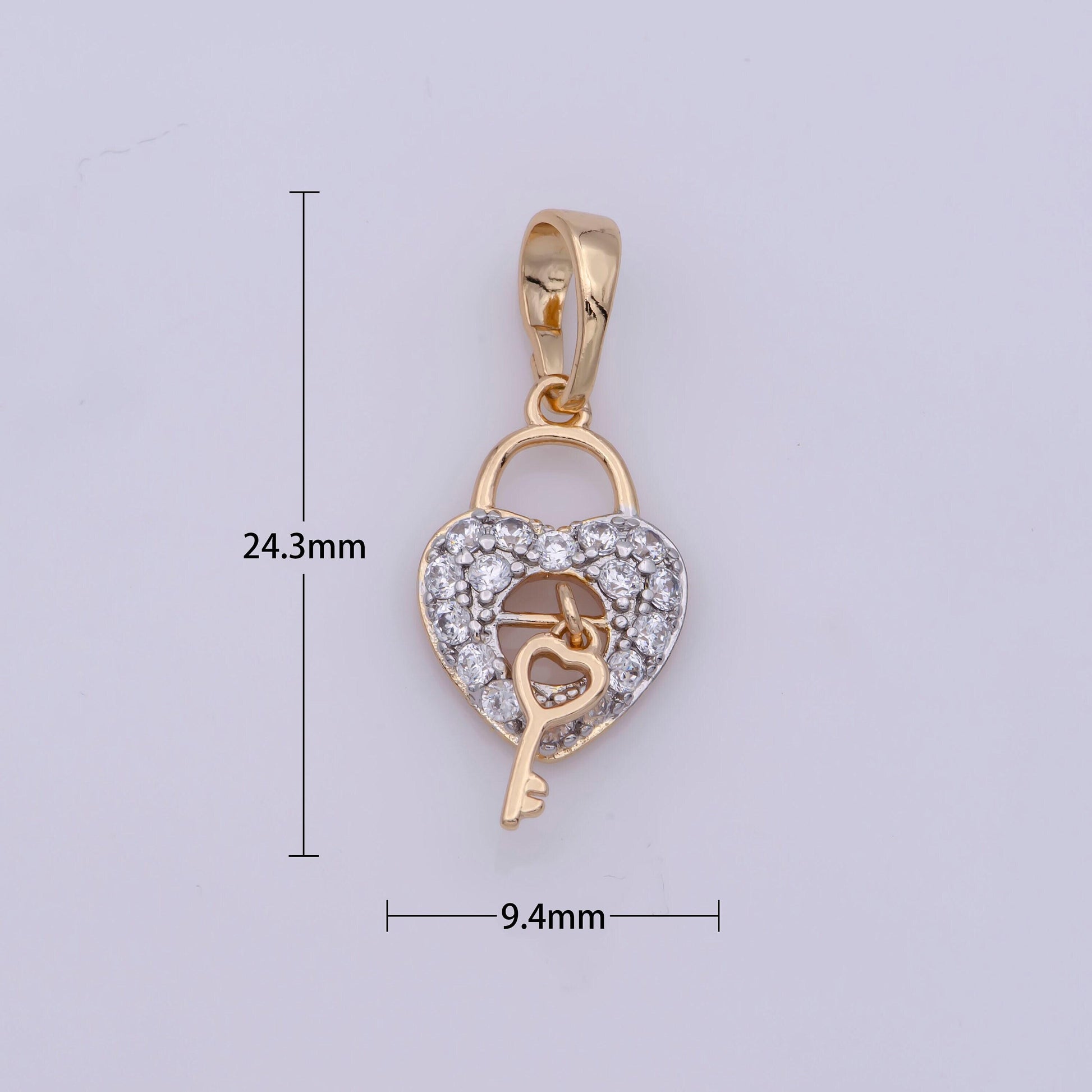 Key to my heart charm necklace, bracelet mini 18k gold filled heart charm romantic gifts jewelry making supply