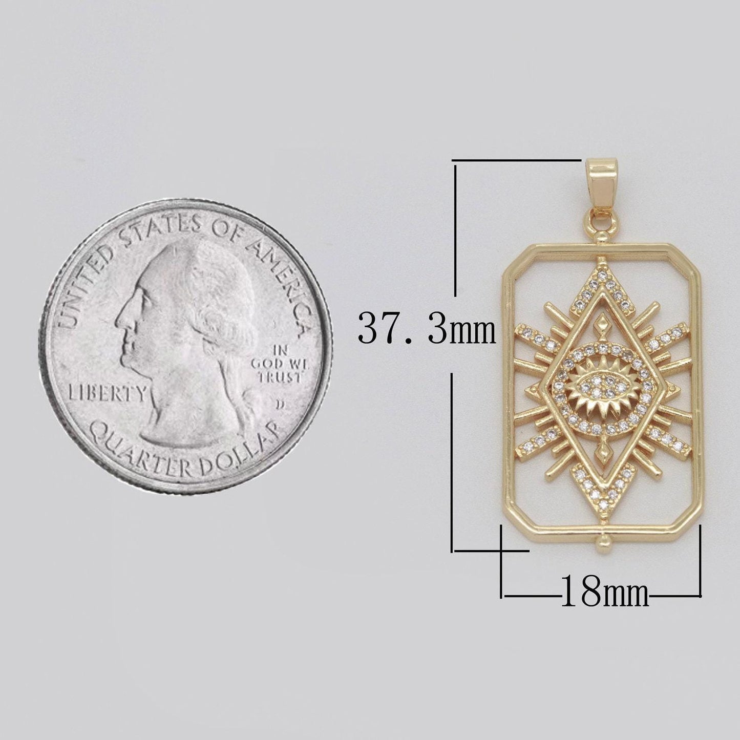 Evil eye charm necklace, sun burst medallion 18k gold filled necklace pendant micro pave eye charm for jewelry supply
