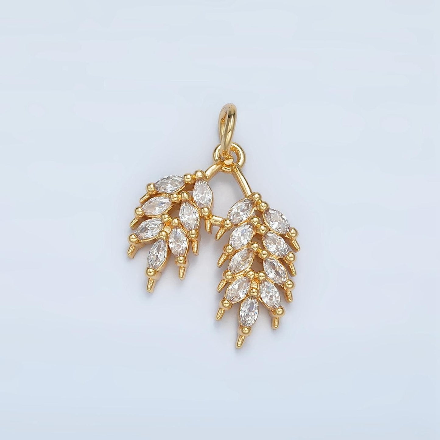 Mini marquise cz gold filled olive branch leaf charm, earring supplies, necklace, bracelet, jewelry pendant charms n1371