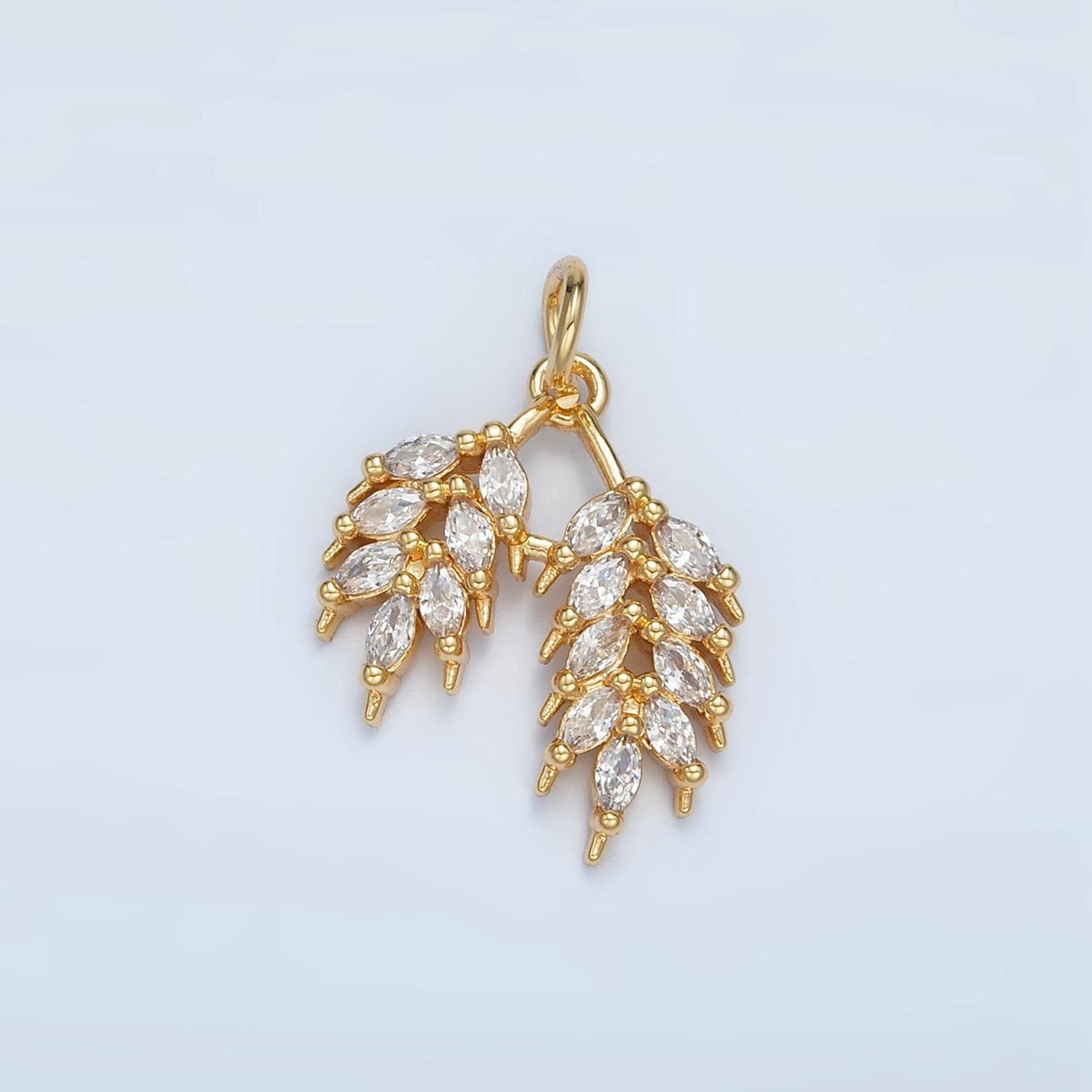 Mini marquise cz gold filled olive branch leaf charm, earring supplies, necklace, bracelet, jewelry pendant charms n1371