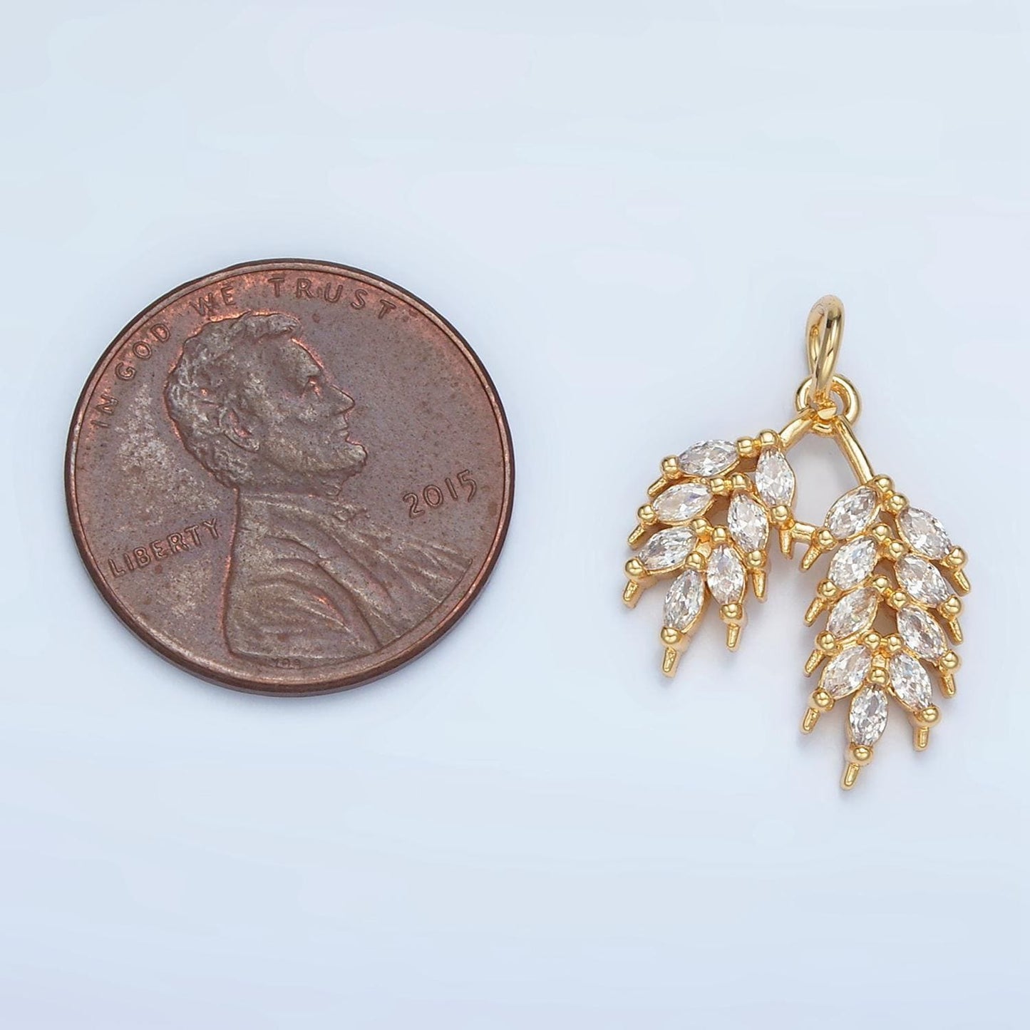 Mini marquise cz gold filled olive branch leaf charm, earring supplies, necklace, bracelet, jewelry pendant charms n1371