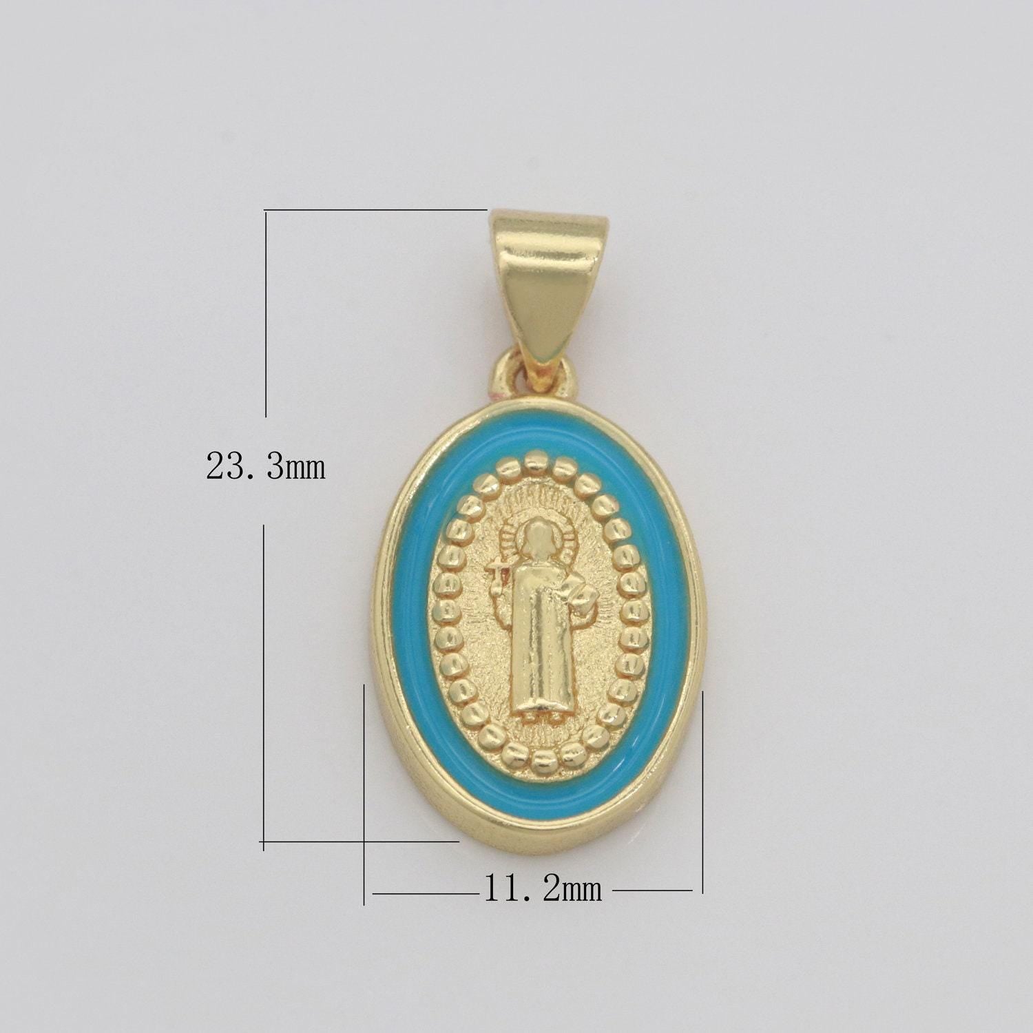 Saint jude charm gold medallion charm, gold filled st jude religious medal patron saint pendant religious coin catholic enamel jewelry