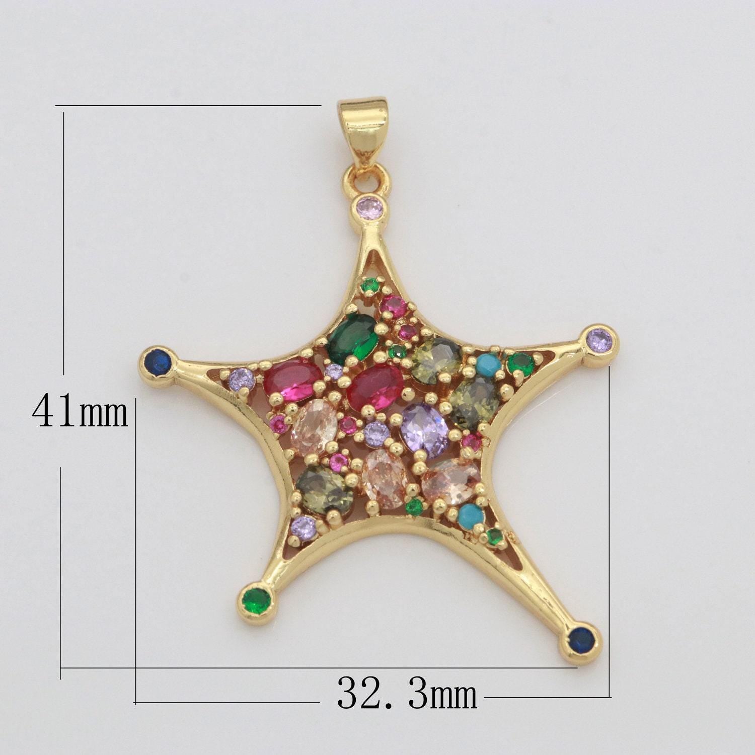 Multi color gold star charm micro pave celstial charm, rainbow cubic charms, cz gold twinkle little star charm,minimalist jewelry supply