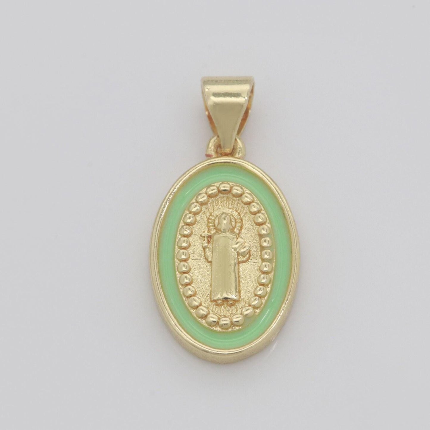 Saint jude charm gold medallion charm, gold filled st jude religious medal patron saint pendant religious coin catholic enamel jewelry