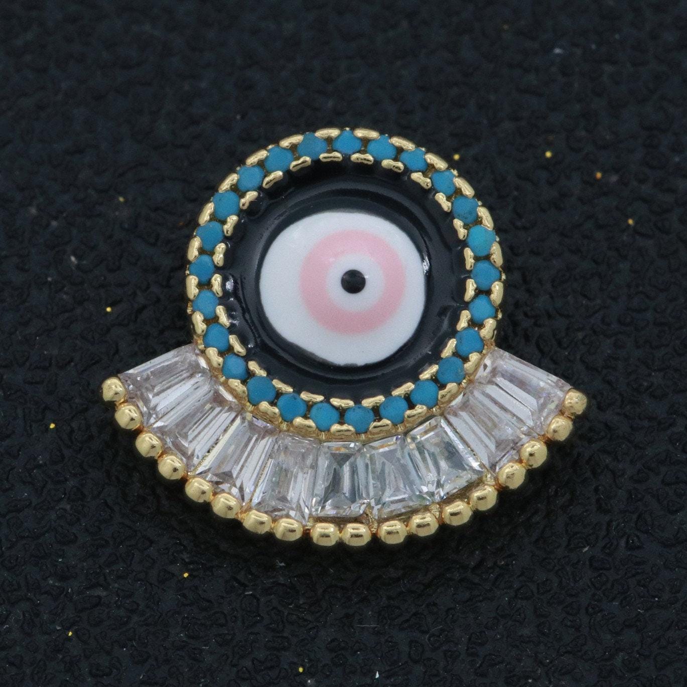 Evil eye charm cz gold beads evil eye beads spacer micro pave beads charm for bracelet necklace supply enamel evil eye spacer