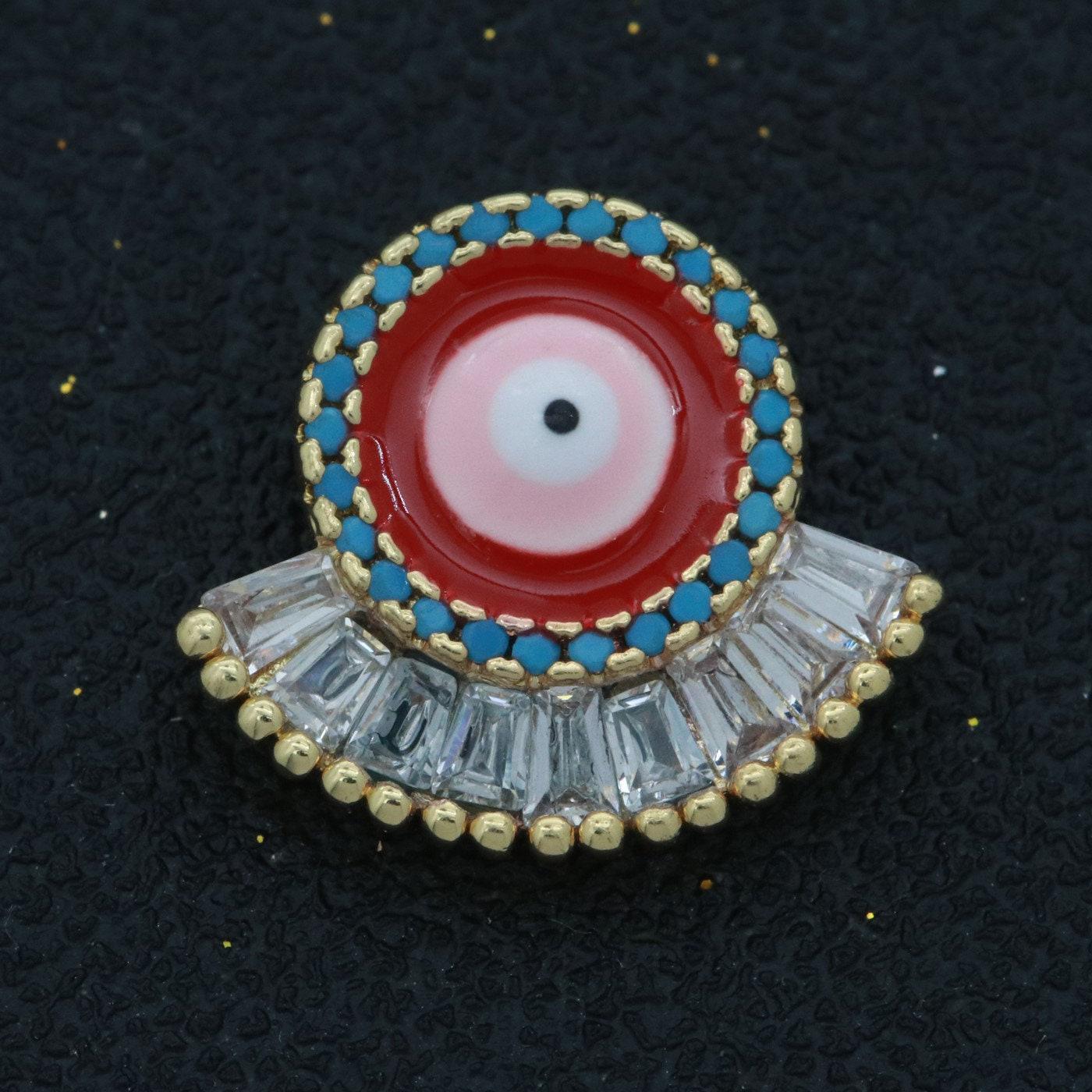 Evil eye charm cz gold beads evil eye beads spacer micro pave beads charm for bracelet necklace supply enamel evil eye spacer