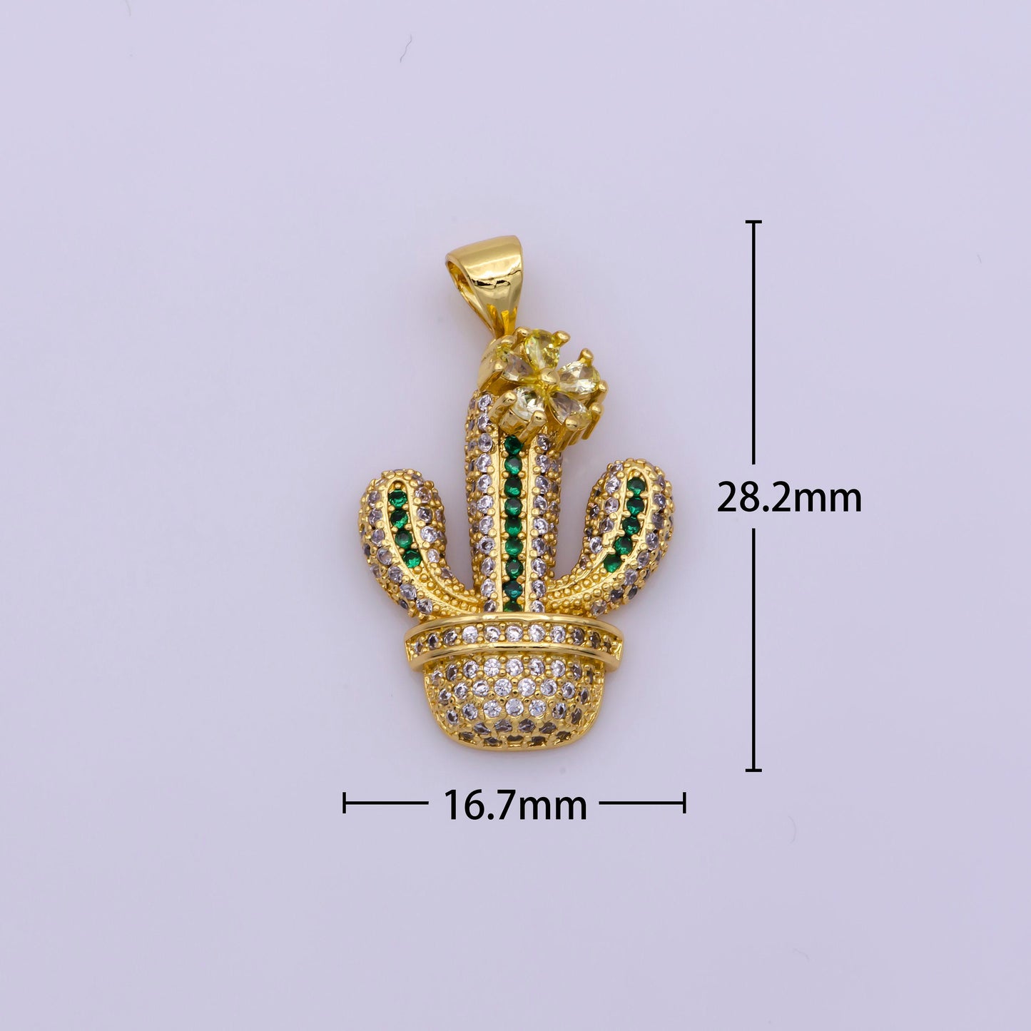 Dainty green cactus charm sucullentspendant gold filled charm for teen jewelry micro pave charm necklace earring bracelet charm supply