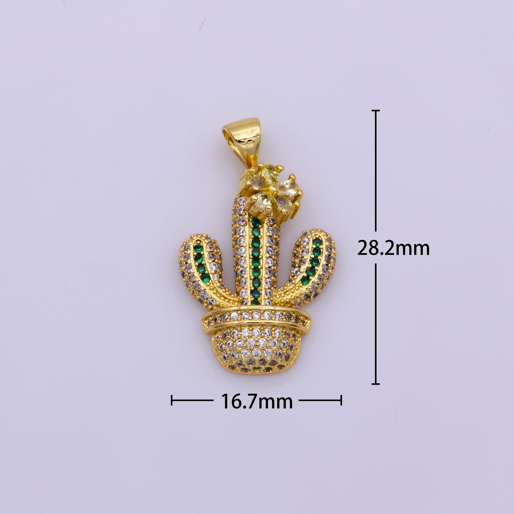 Dainty green cactus charm sucullentspendant gold filled charm for teen jewelry micro pave charm necklace earring bracelet charm supply
