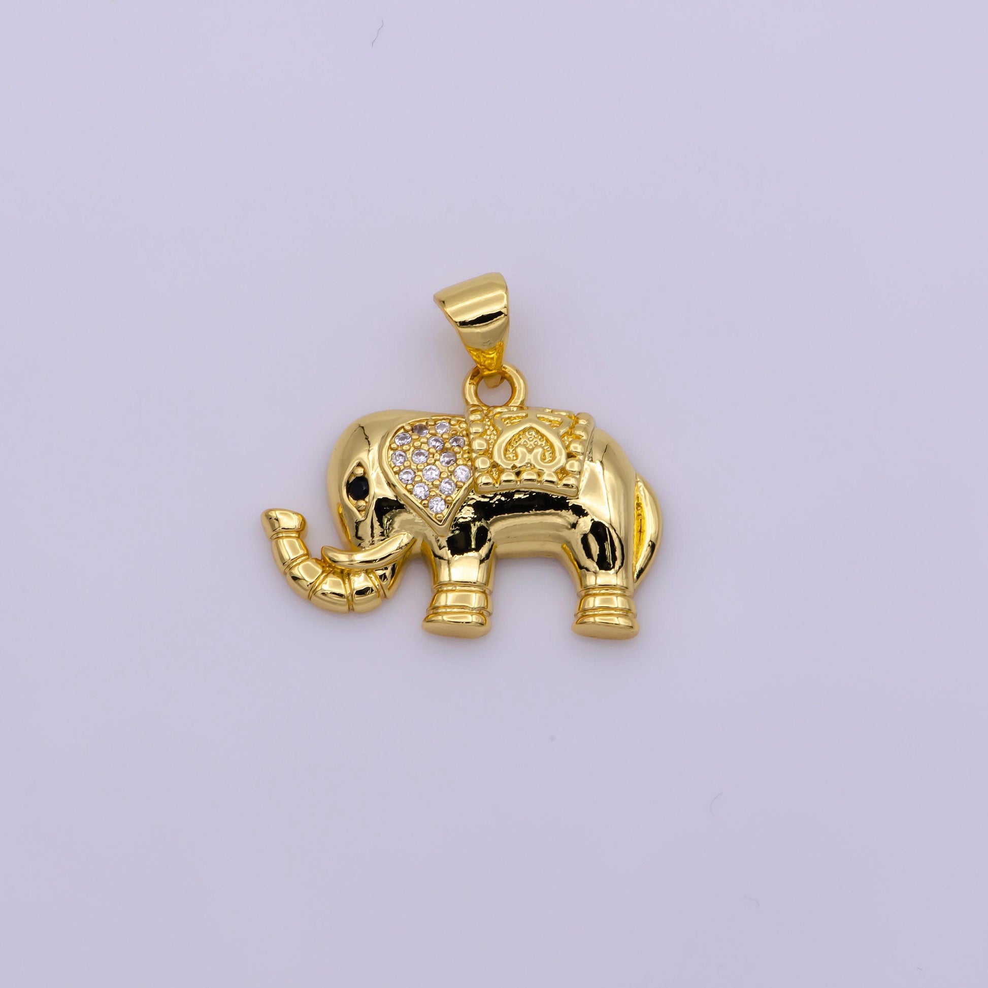 24k gold filled elephant pendant charm, animal pendant charm wild animal charm safari pendant, for diy jewelry making