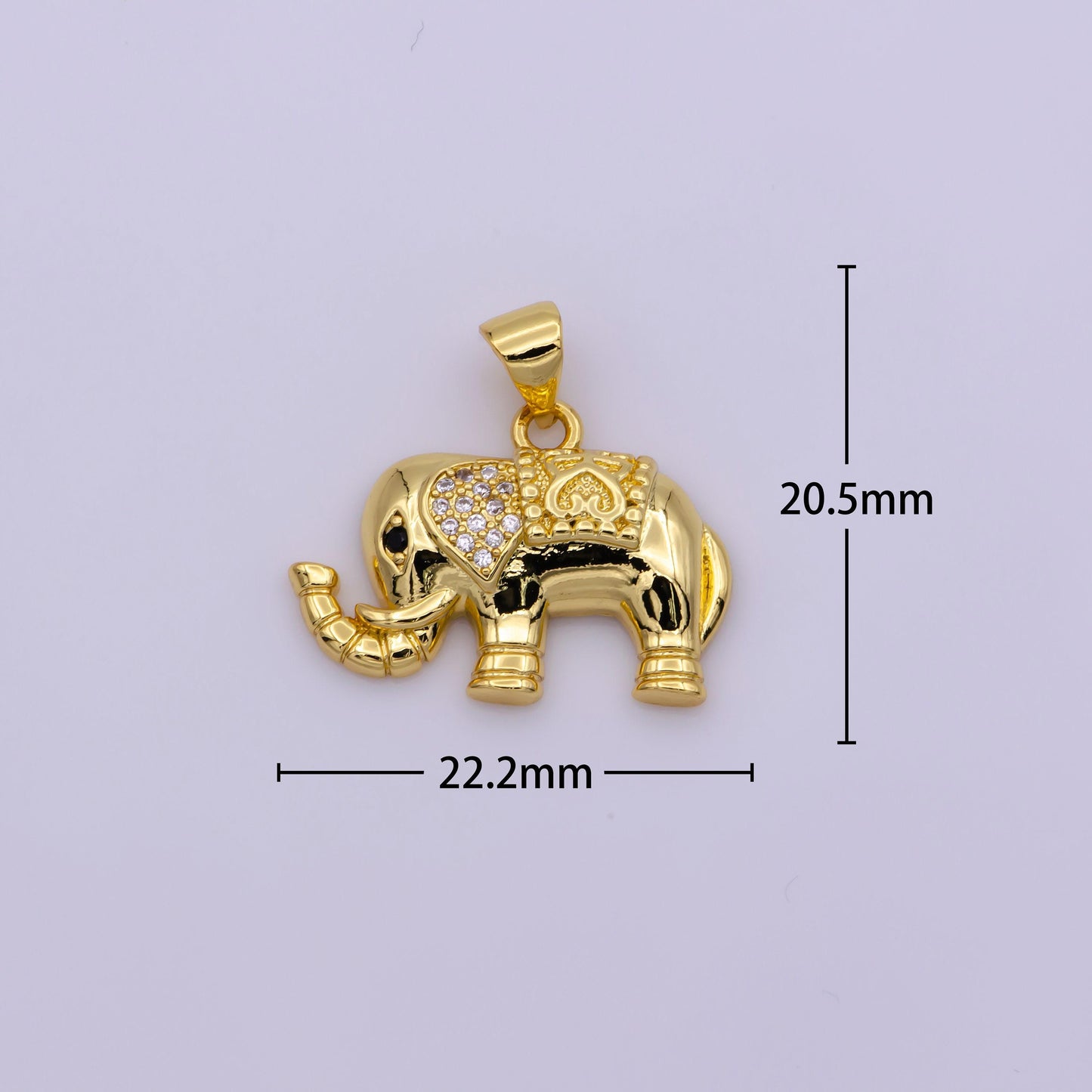 24k gold filled elephant pendant charm, animal pendant charm wild animal charm safari pendant, for diy jewelry making