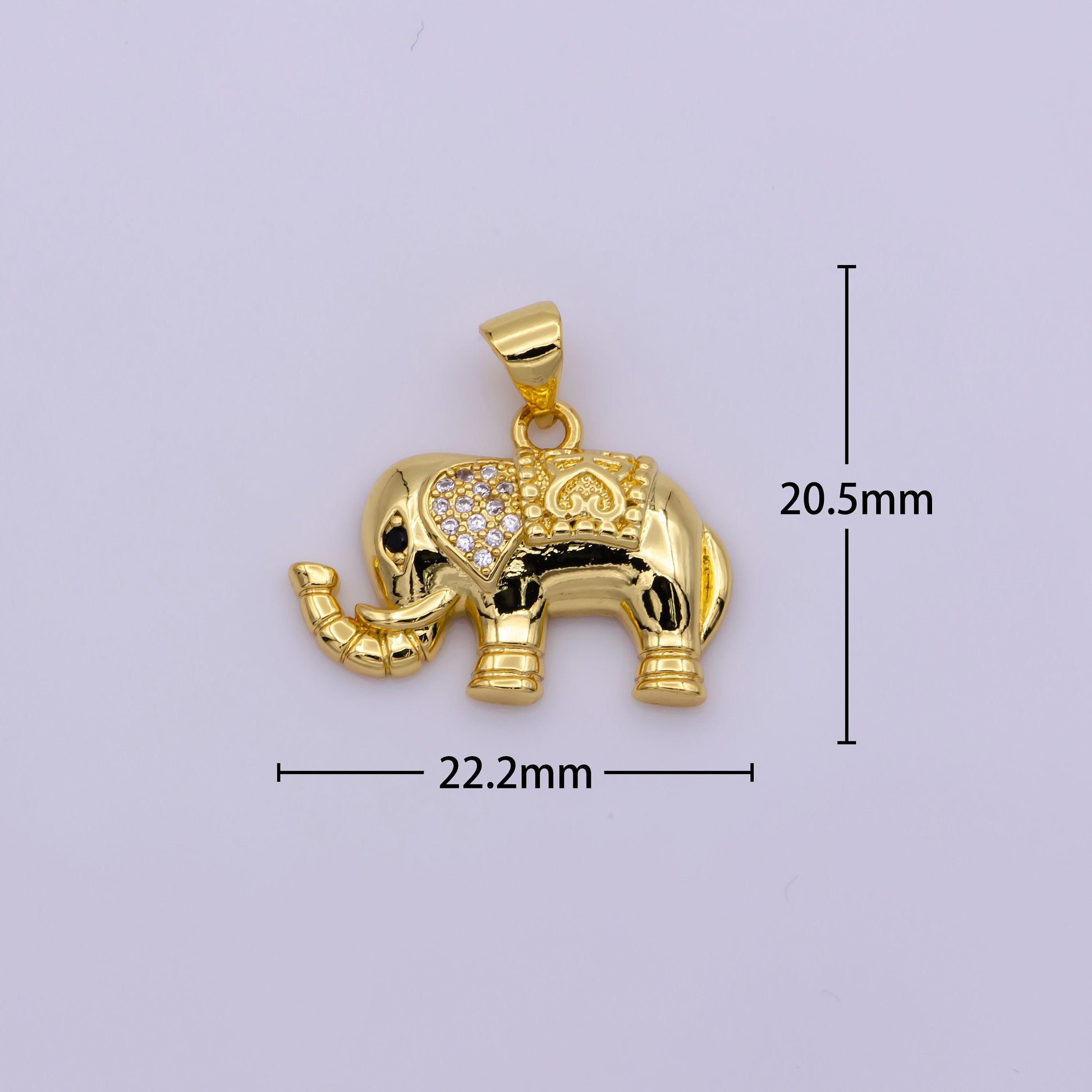 24k gold filled elephant pendant charm, animal pendant charm wild animal charm safari pendant, for diy jewelry making