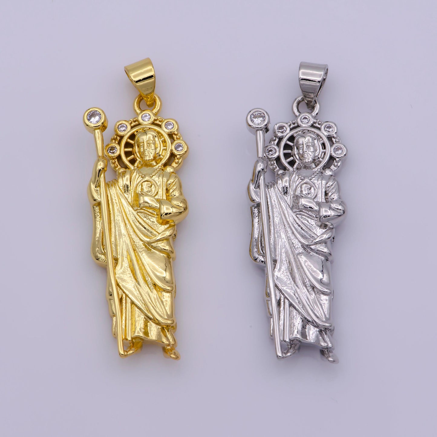 Silver saint jude charm necklace, gold filled st jude pendant, religious jewelry protection for necklace rosary component supply, n-1340
