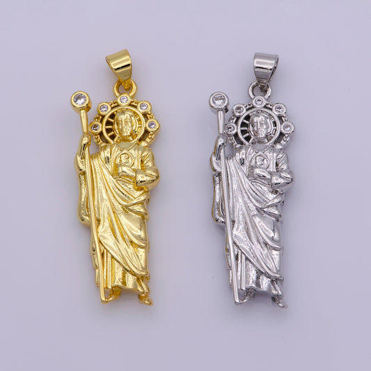 Silver saint jude charm necklace, gold filled st jude pendant, religious jewelry protection for necklace rosary component supply, n-1340