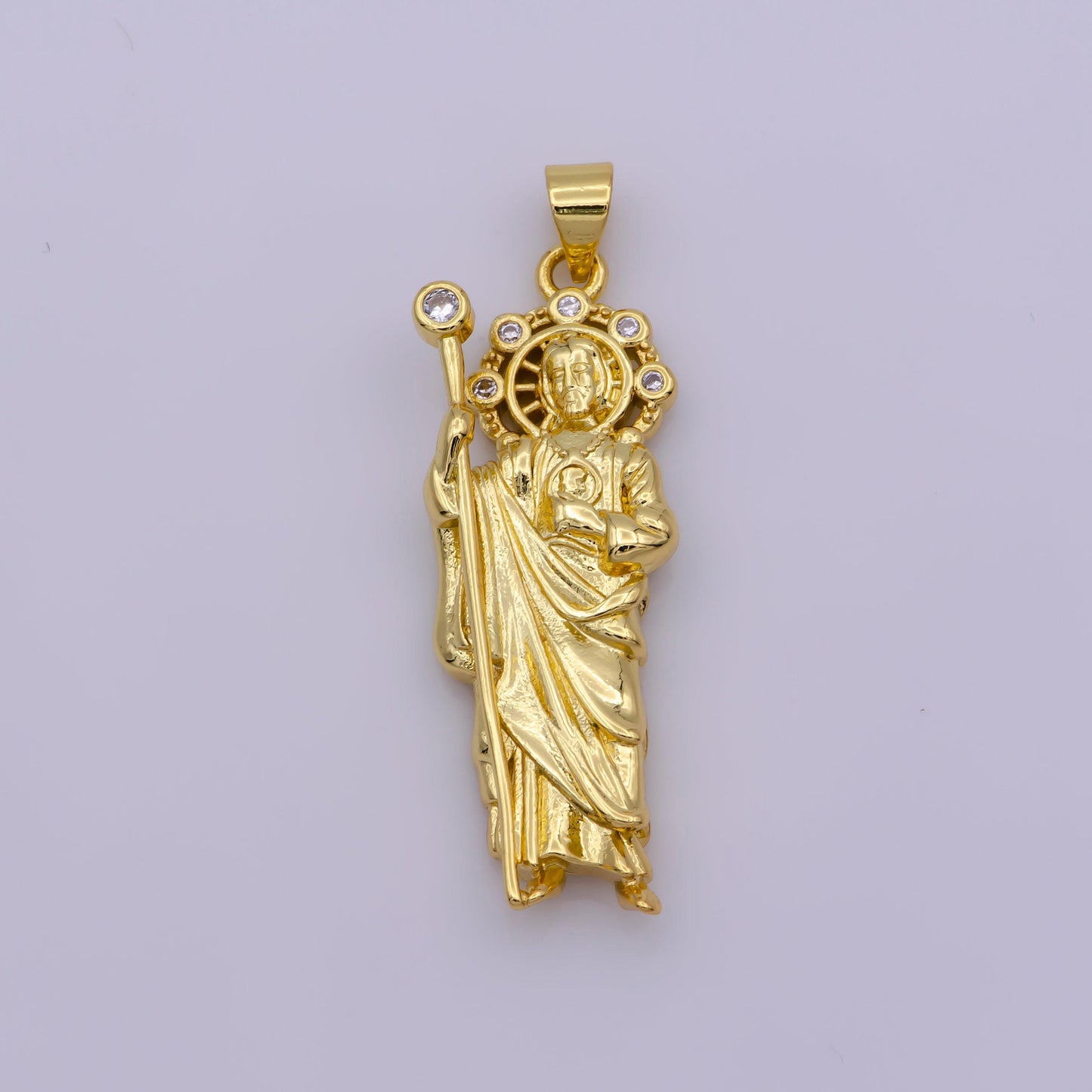 Silver saint jude charm necklace, gold filled st jude pendant, religious jewelry protection for necklace rosary component supply, n-1340