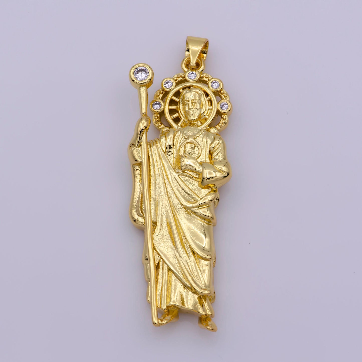 Gold filled saint jude charm necklace, silver st jude pendant, religious jewelry protection for necklace rosary component supply, b-808