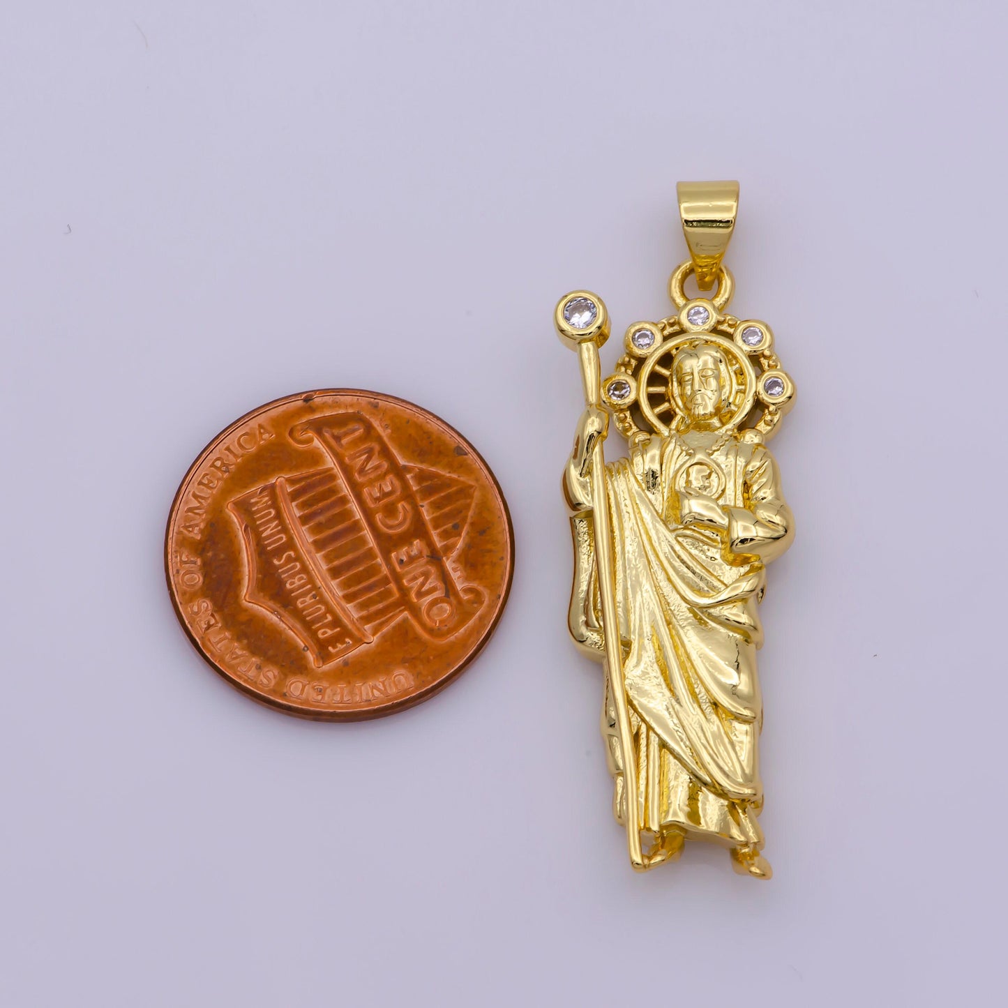 Silver saint jude charm necklace, gold filled st jude pendant, religious jewelry protection for necklace rosary component supply, n-1340