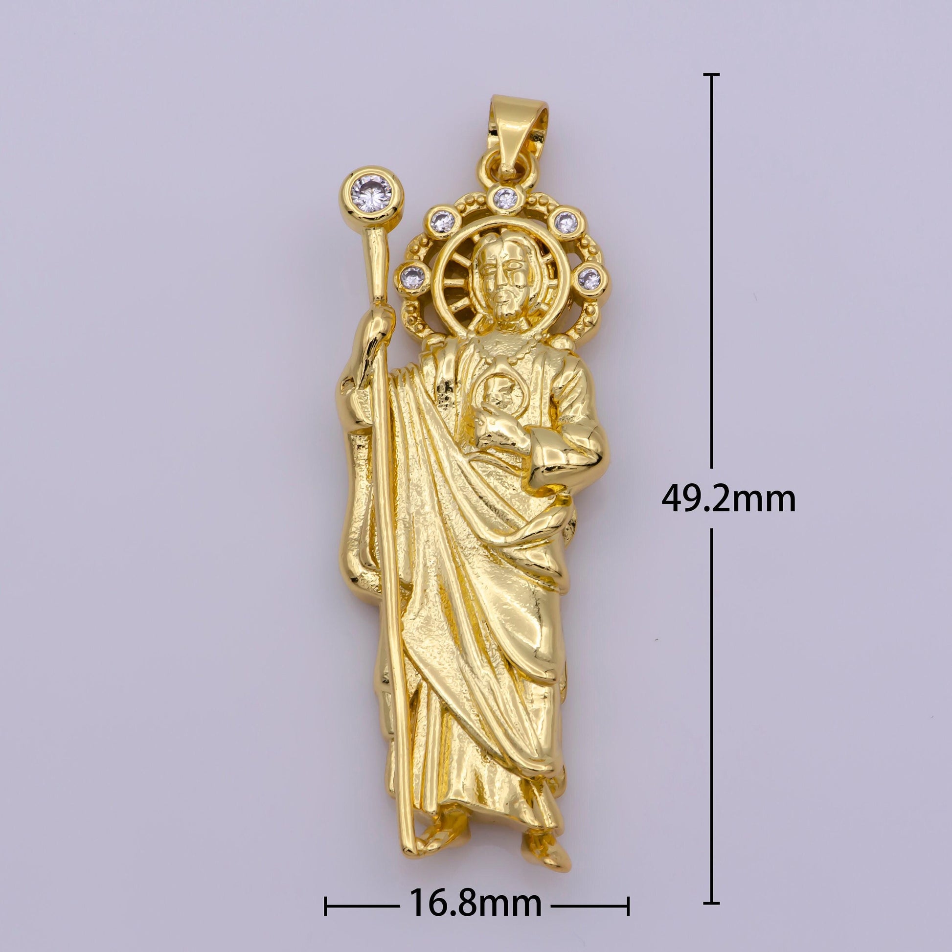 Gold filled saint jude charm necklace, silver st jude pendant, religious jewelry protection for necklace rosary component supply, b-808