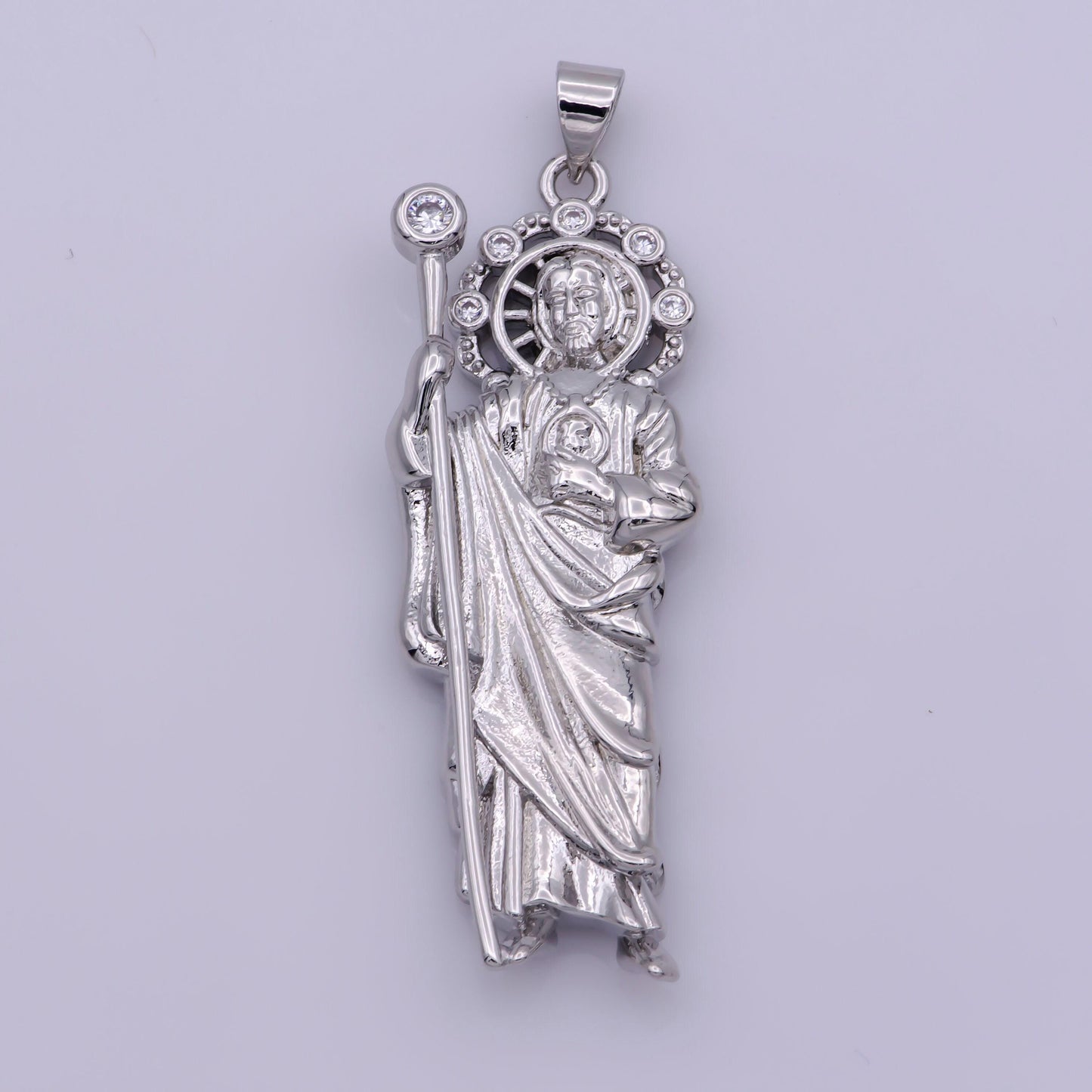Gold filled saint jude charm necklace, silver st jude pendant, religious jewelry protection for necklace rosary component supply, b-808