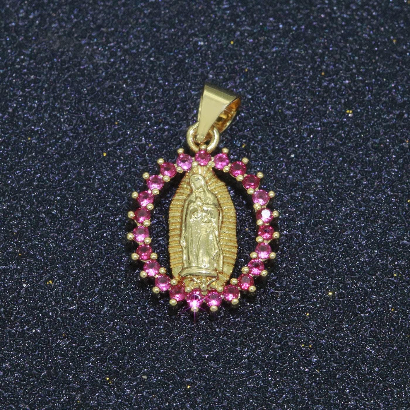 14k gold filled virgin mary medallion charm 23x14mm - religious catholic pendant saint miraculous lady guadalupe charm for necklace bracelet