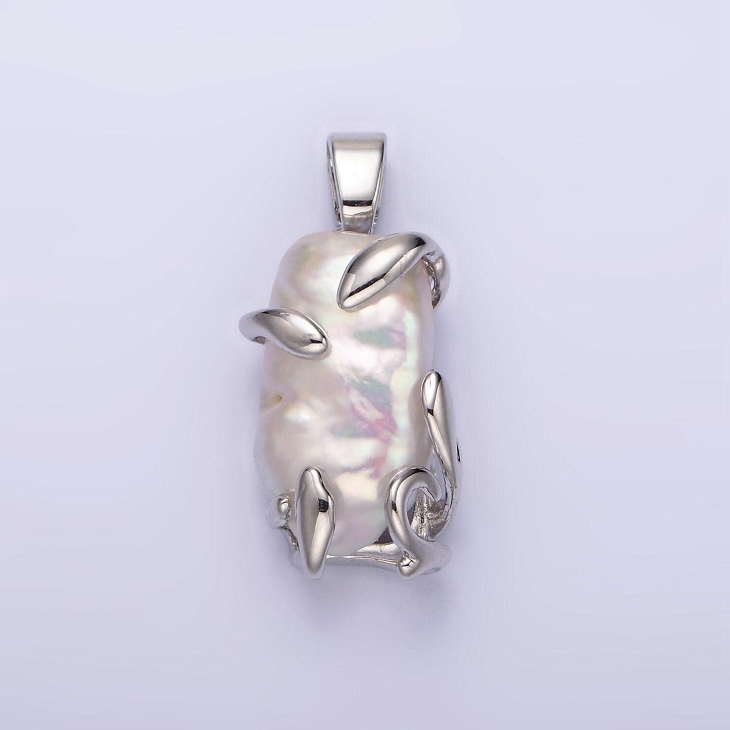 24k gold filled white baroque freshwater pearl molten drip pendant in gold & silver | n1292 n1293