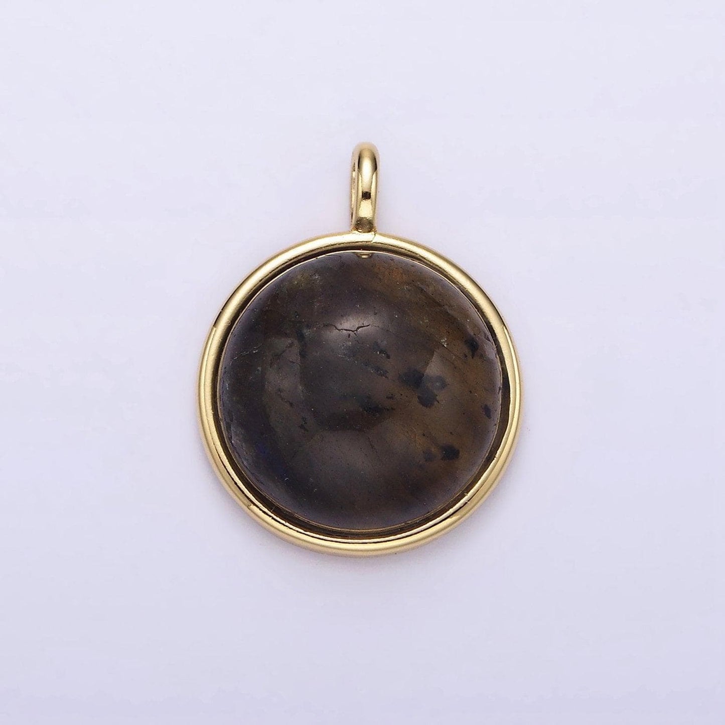 14k gold filled labradorite bezel round minimalist pendant | n1289