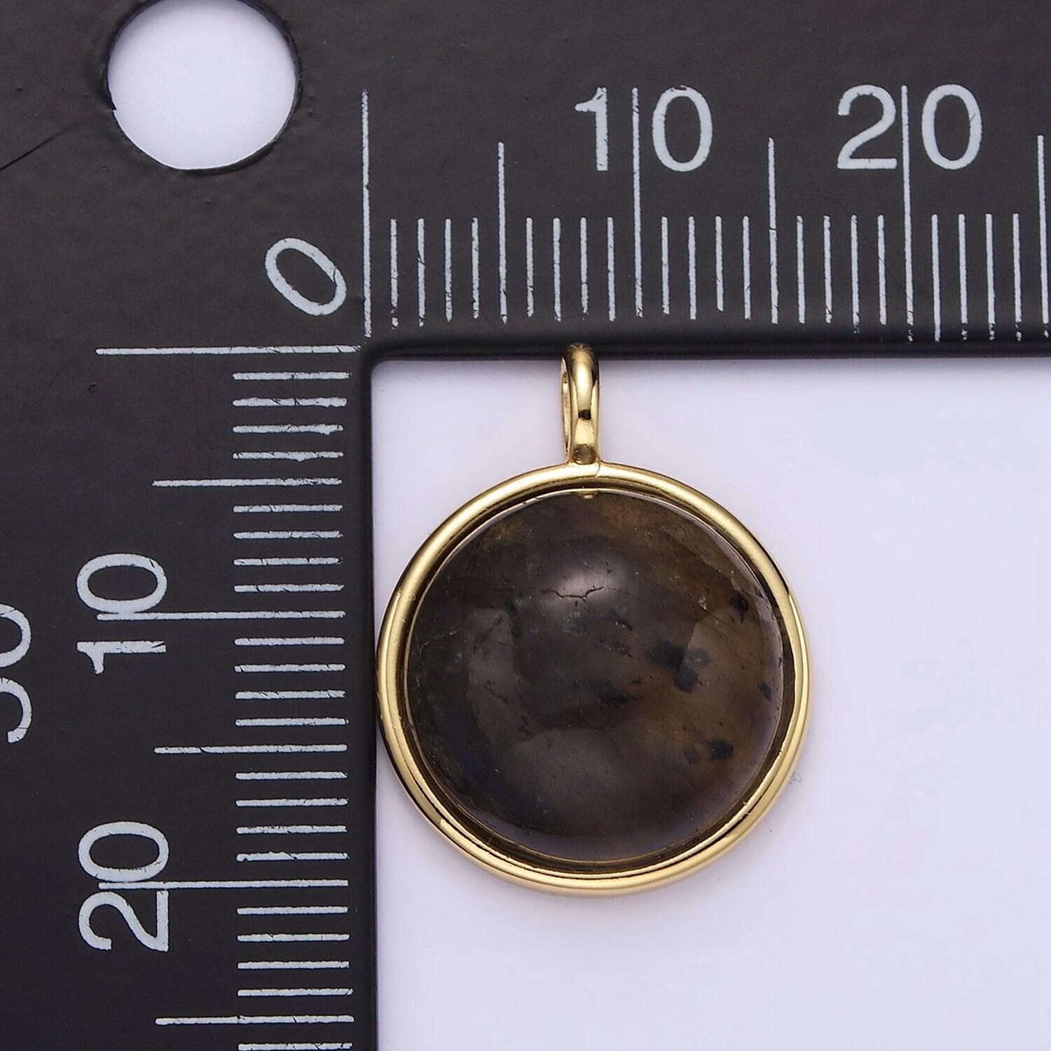 14k gold filled labradorite bezel round minimalist pendant | n1289