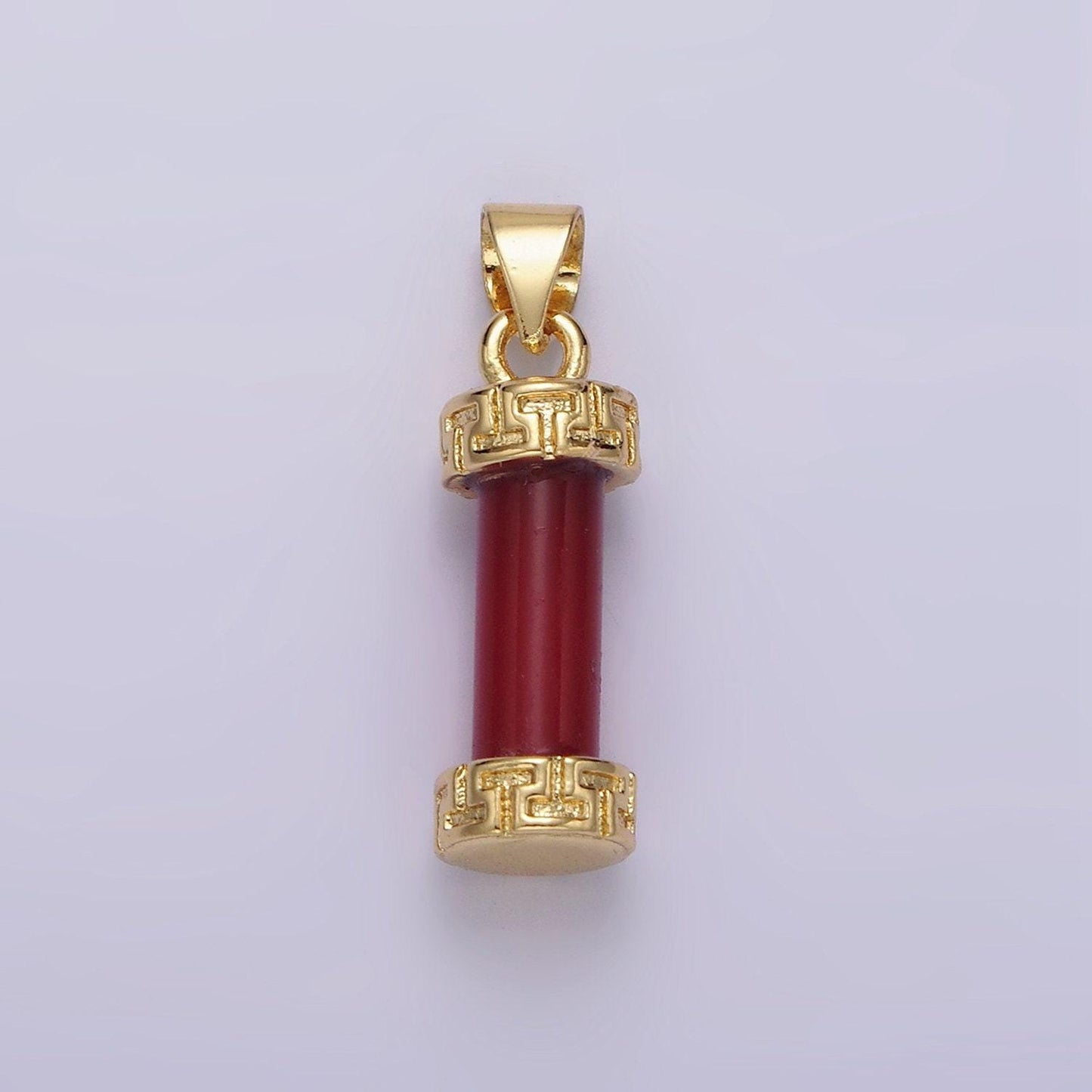 14kgold filled carnelian, amazonite, amethyst, onyx, clearquartz, rosequartz, howlite, tigereye engraved cylinder tube pendant | n1272-n1279