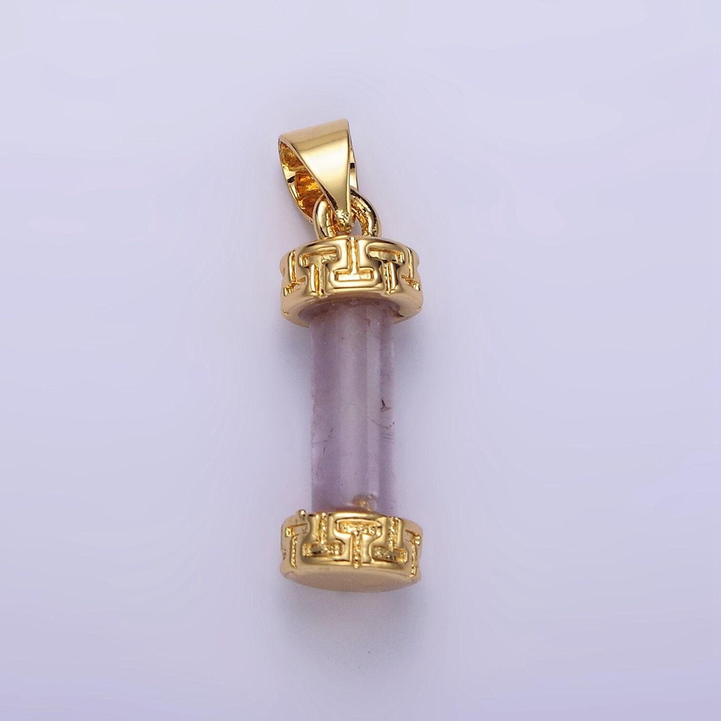 14kgold filled carnelian, amazonite, amethyst, onyx, clearquartz, rosequartz, howlite, tigereye engraved cylinder tube pendant | n1272-n1279
