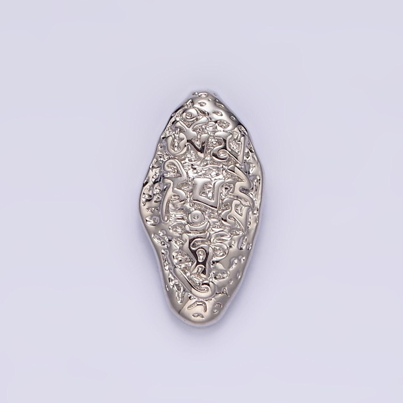 14k gold filled molten hammered abstract oval sphere geometric pendant in gold & silver | n1266 n1267