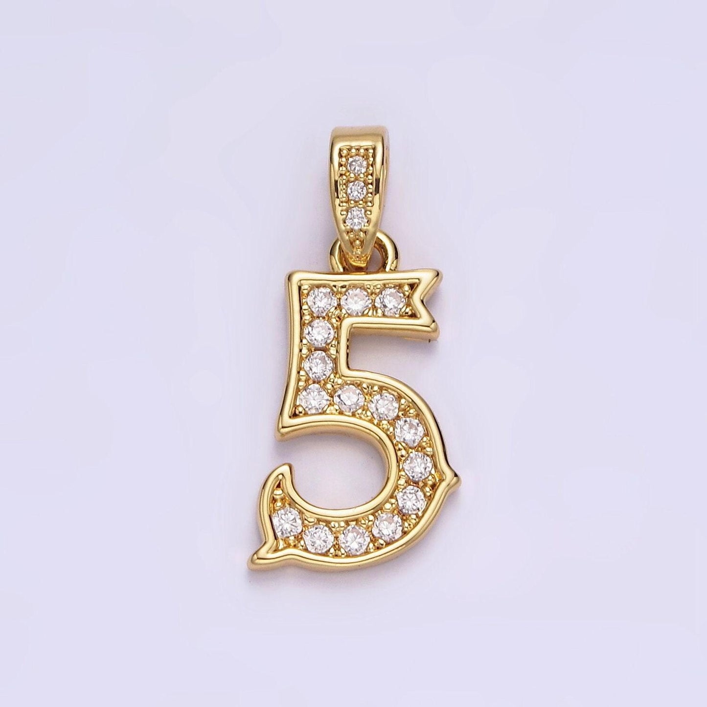 14k gold filled 0-9 edged number clear micro paved cz pendant lucky number age birthday pendant | n1223 - n1232