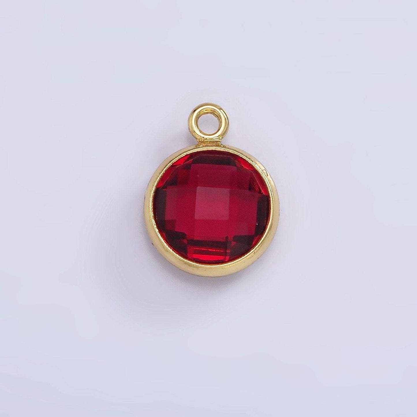 14k gold filled 6mm multifaceted birthstone cz round personalized charm | n1185 - n1196