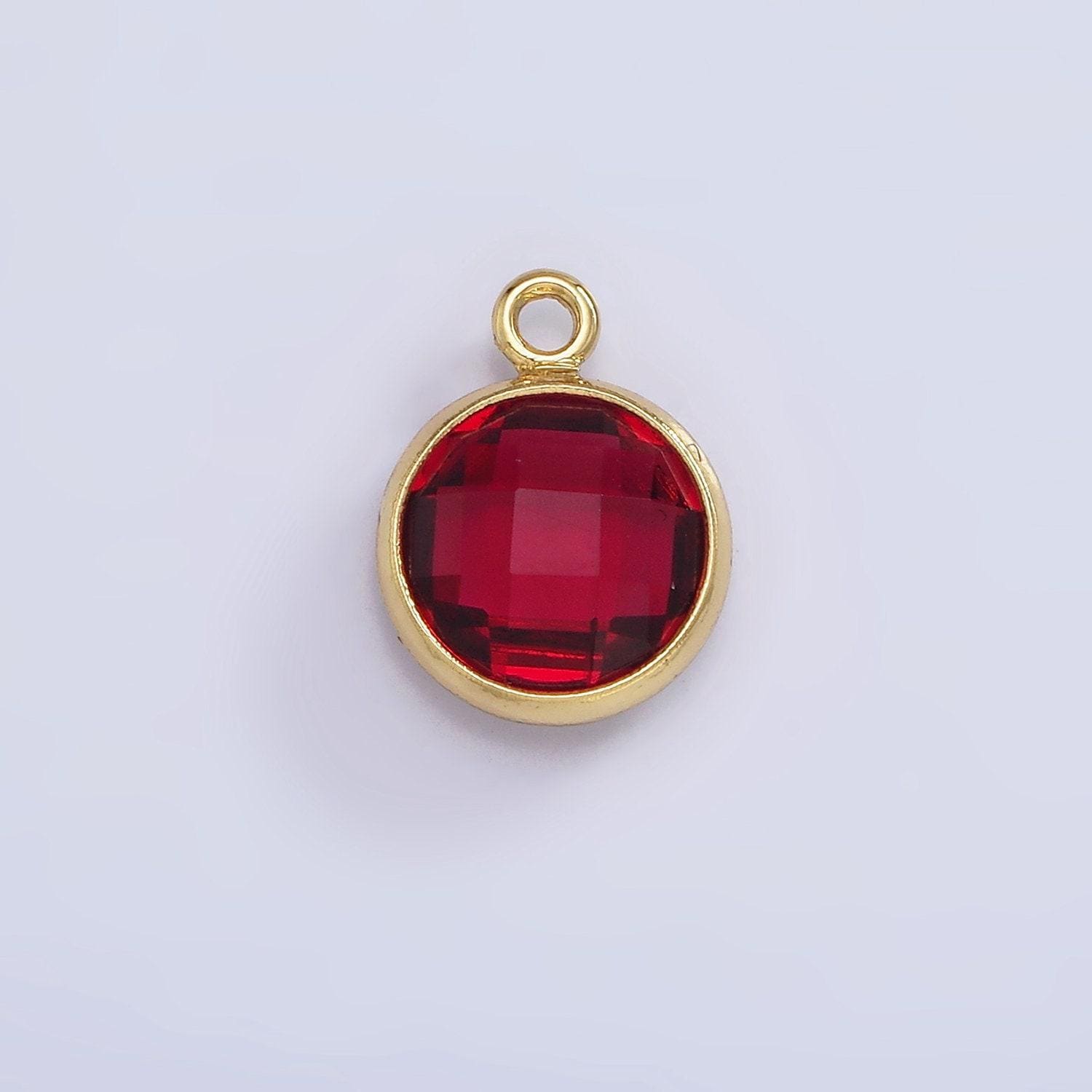 14k gold filled 6mm multifaceted birthstone cz round personalized charm | n1185 - n1196
