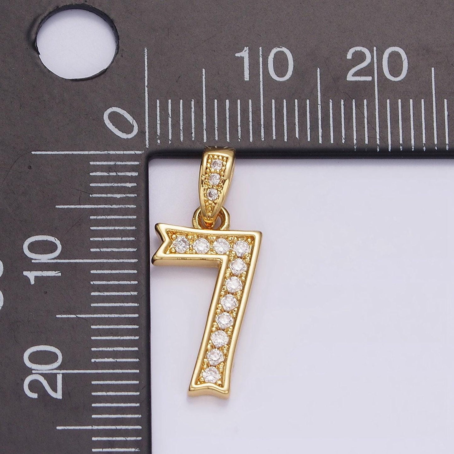 14k gold filled 0-9 edged number clear micro paved cz pendant lucky number age birthday pendant | n1223 - n1232