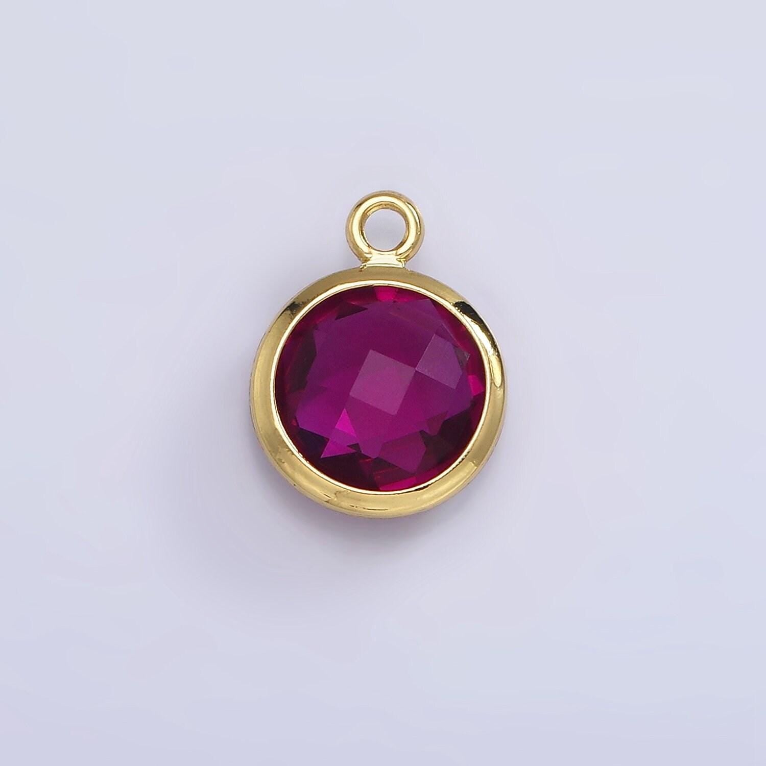 14k gold filled 6mm multifaceted birthstone cz round personalized charm | n1185 - n1196