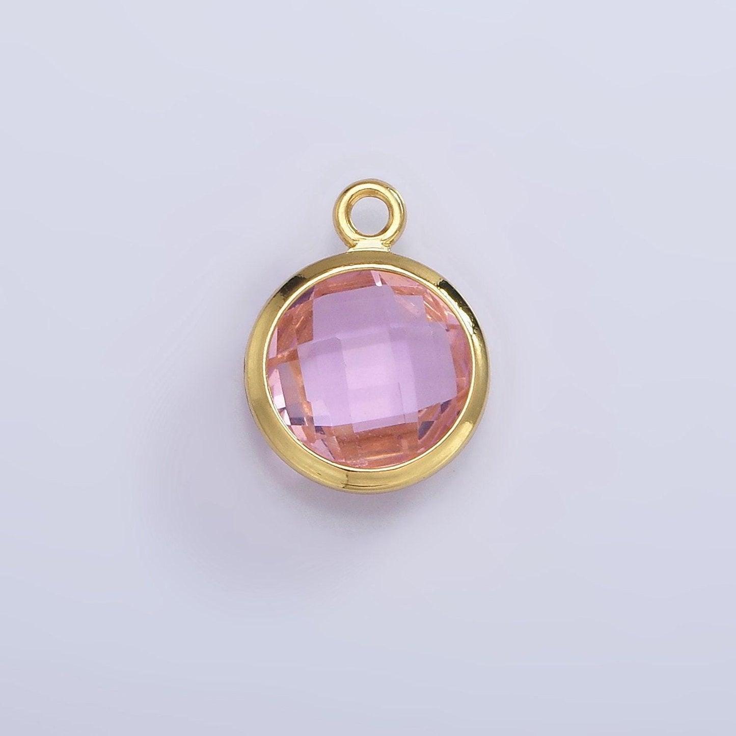14k gold filled 6mm multifaceted birthstone cz round personalized charm | n1185 - n1196