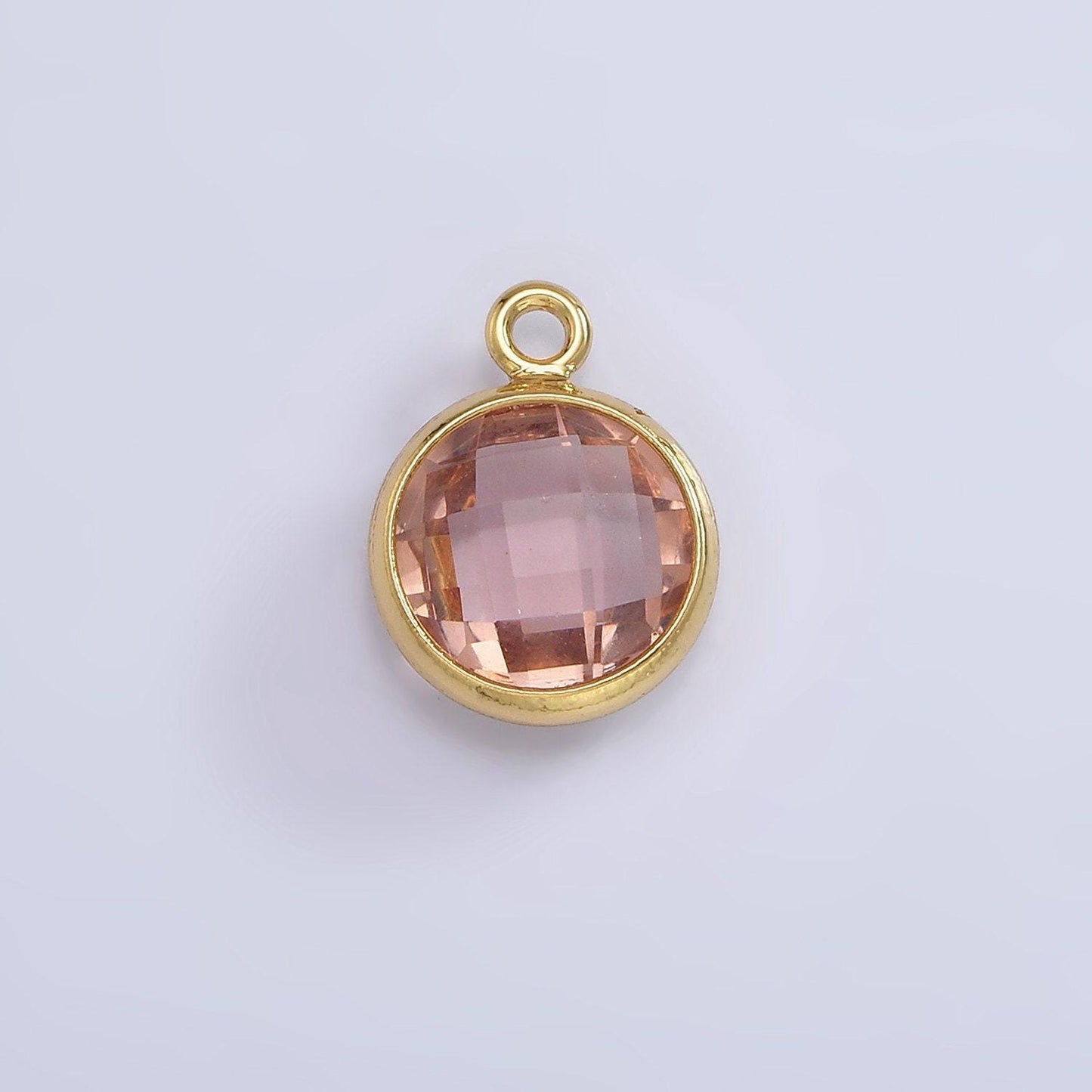 14k gold filled 6mm multifaceted birthstone cz round personalized charm | n1185 - n1196