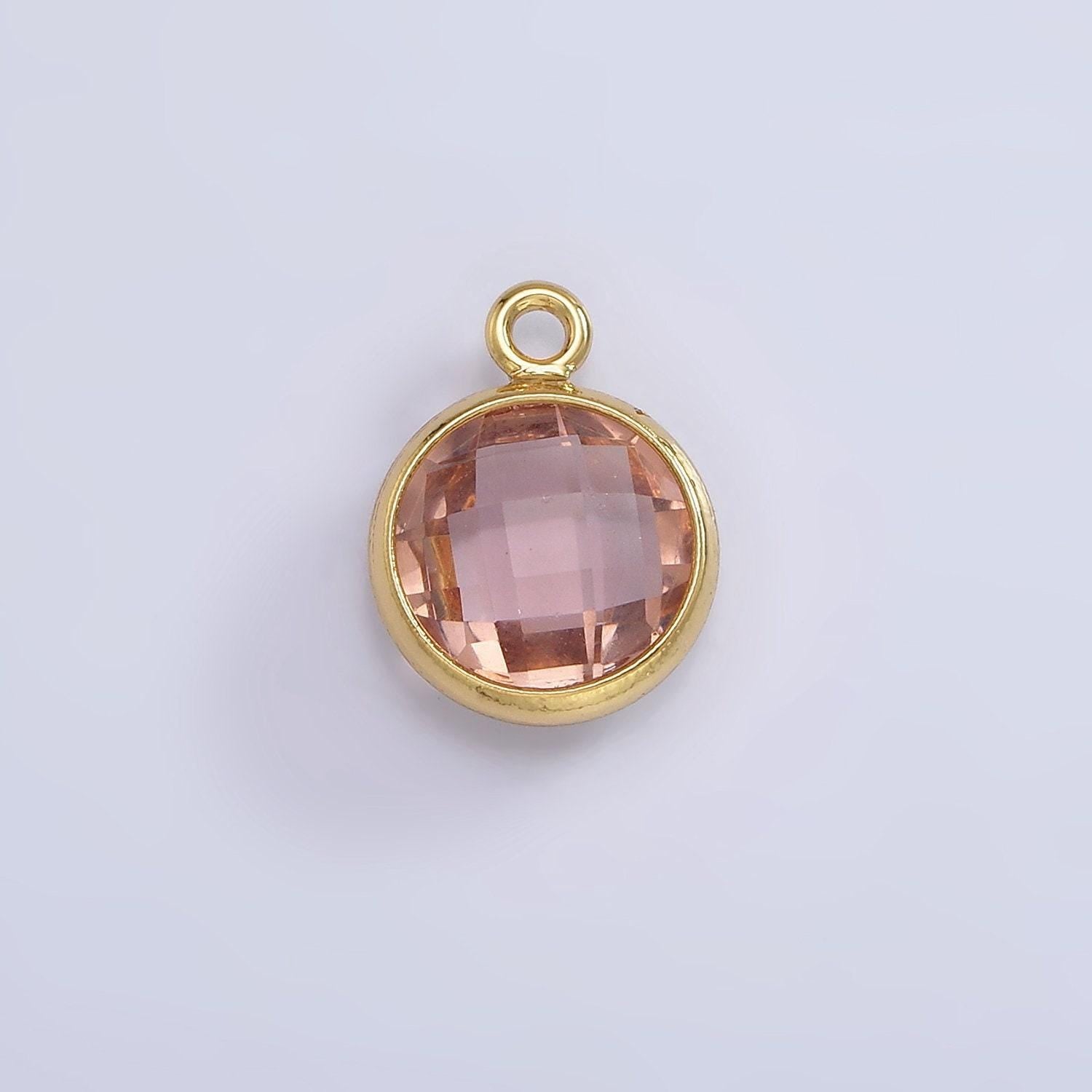 14k gold filled 6mm multifaceted birthstone cz round personalized charm | n1185 - n1196