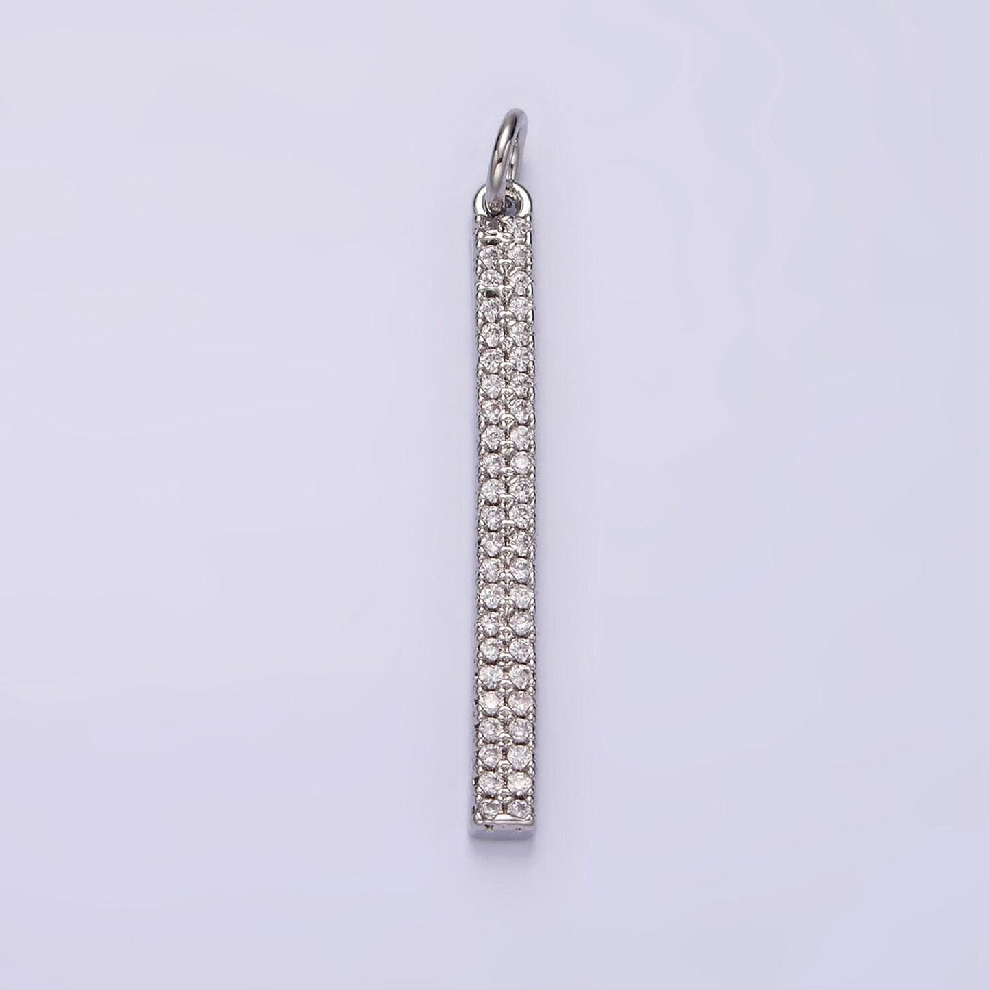 14k gold filled 35mm micro paved cz long bar charm in gold, silver & black | n1120 - n1125