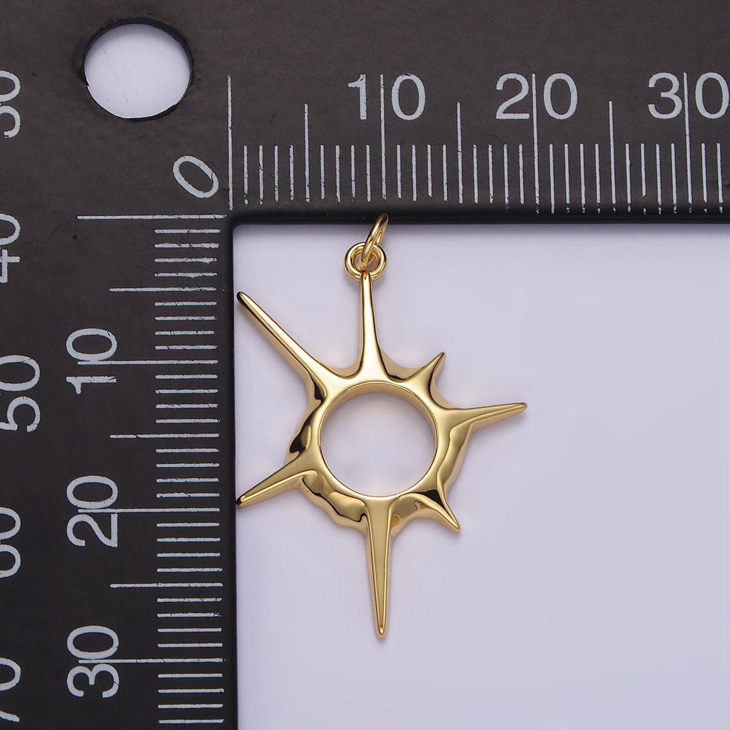 14k gold filled 20mm, 30mm open abstract celestial sun ray charm in gold & silver | n1116 n1117, n1108 n1109