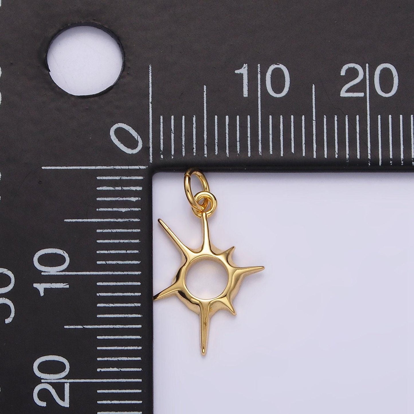 14k gold filled 20mm, 30mm open abstract celestial sun ray charm in gold & silver | n1116 n1117, n1108 n1109