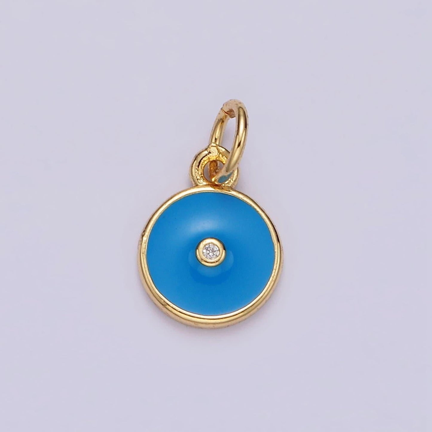 16k gold filled clear cz blue enamel round add-on charm | n1099