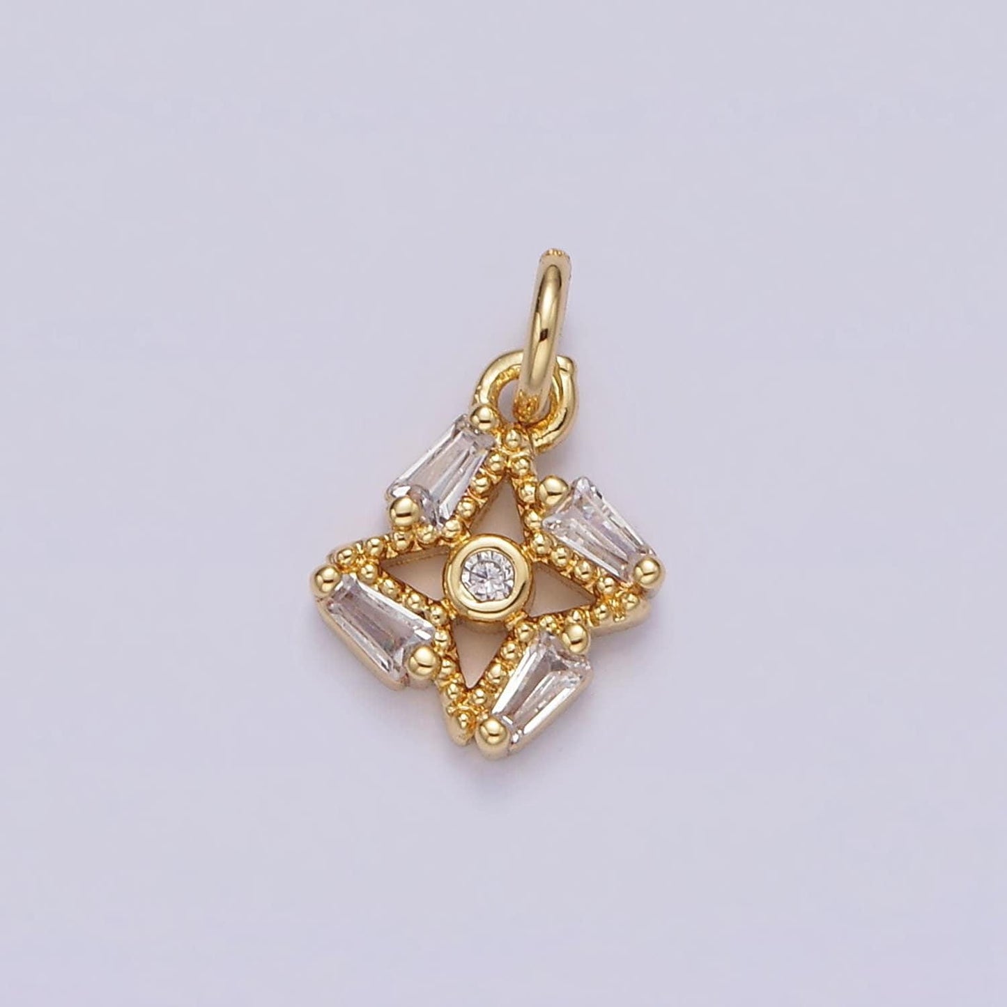 Mini star baguette cz stone celestial star add-on charm for bracelet necklace earring component | n1095