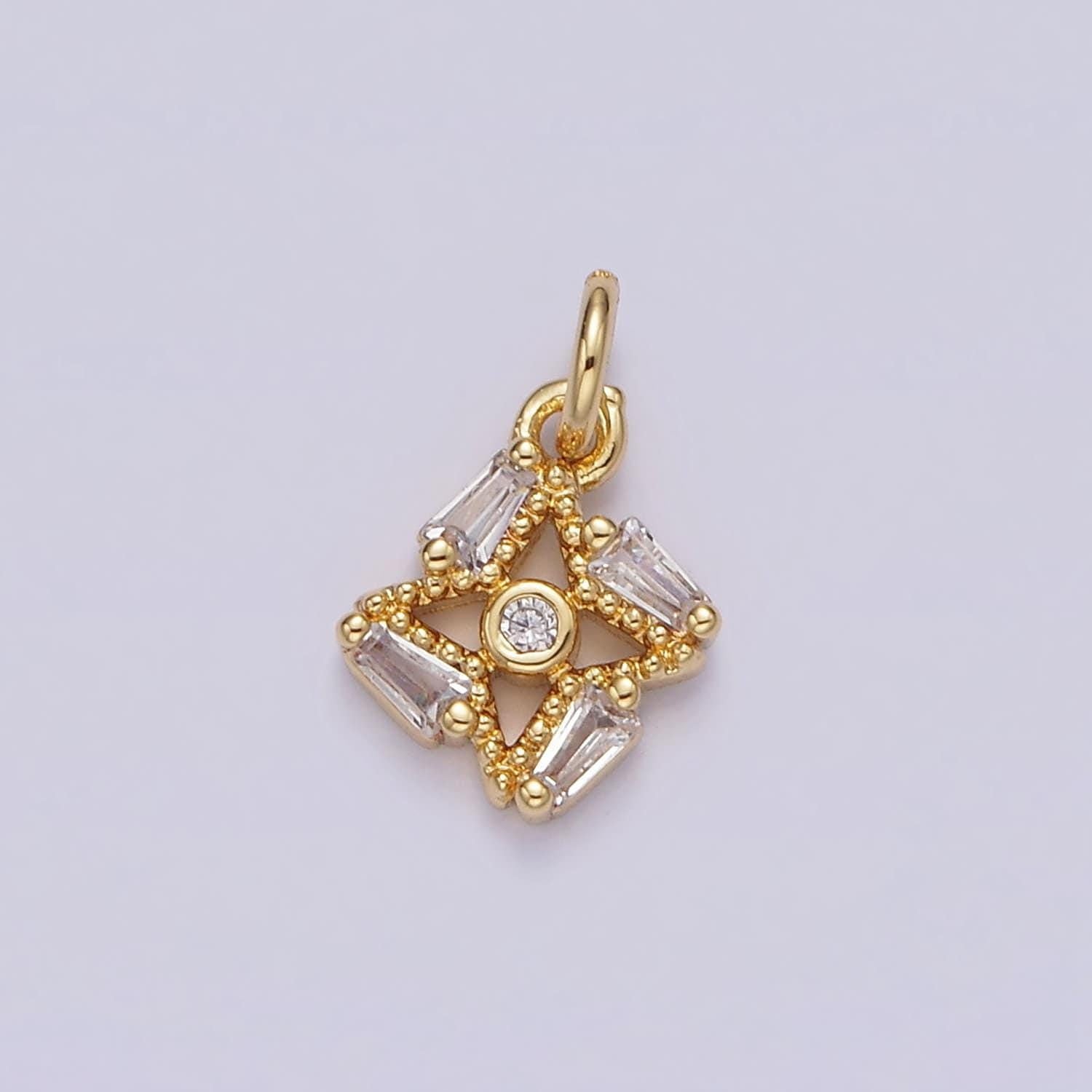 Mini star baguette cz stone celestial star add-on charm for bracelet necklace earring component | n1095