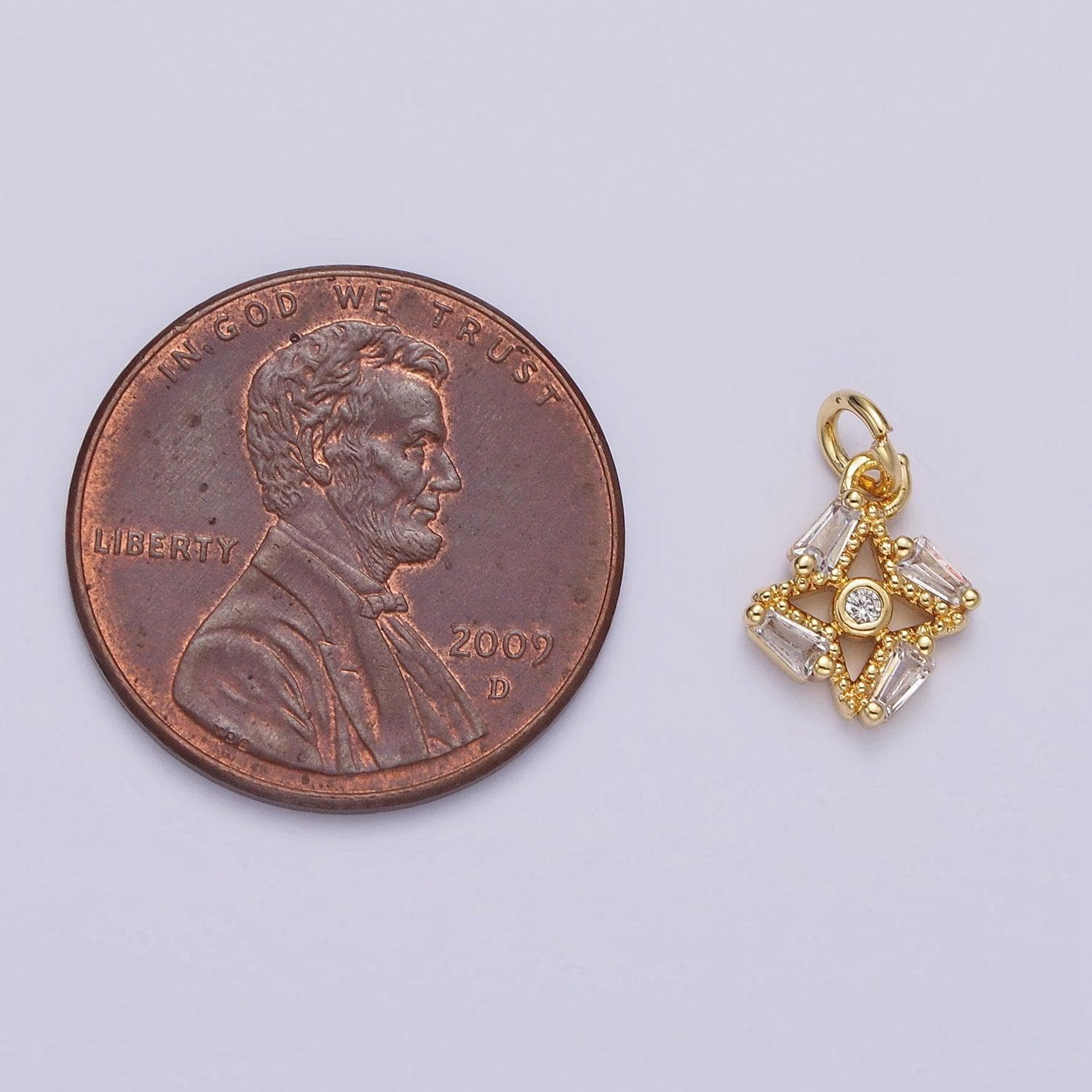 Mini star baguette cz stone celestial star add-on charm for bracelet necklace earring component | n1095