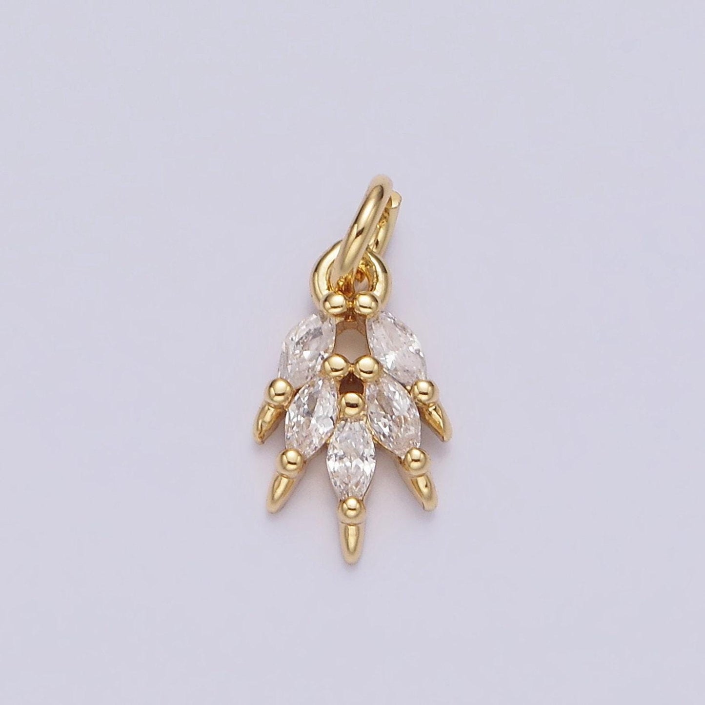 Small gold charm multiple clear marquise cz leaf mini add-on charm | n1094